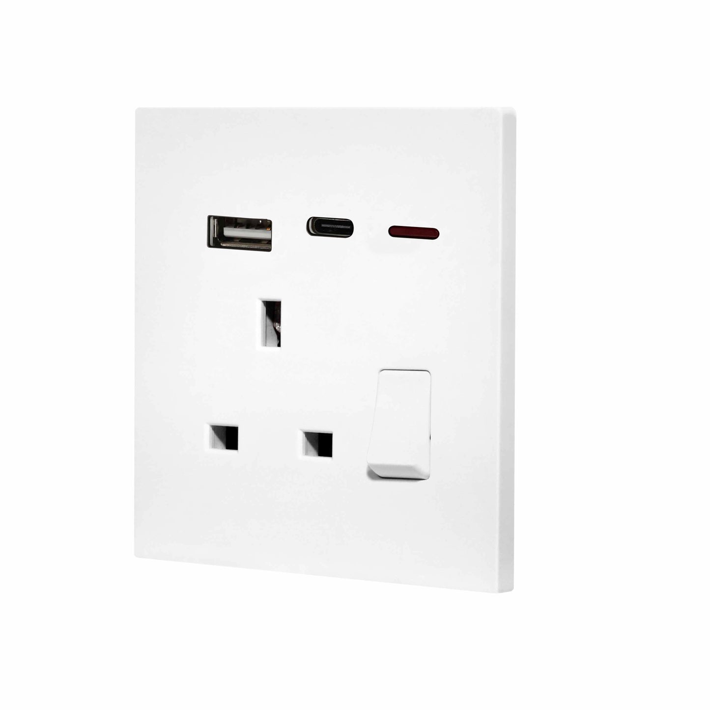 Single UK Socket 13A USB + Type-C (5V 2.1A) – Ultra Thin Plastic