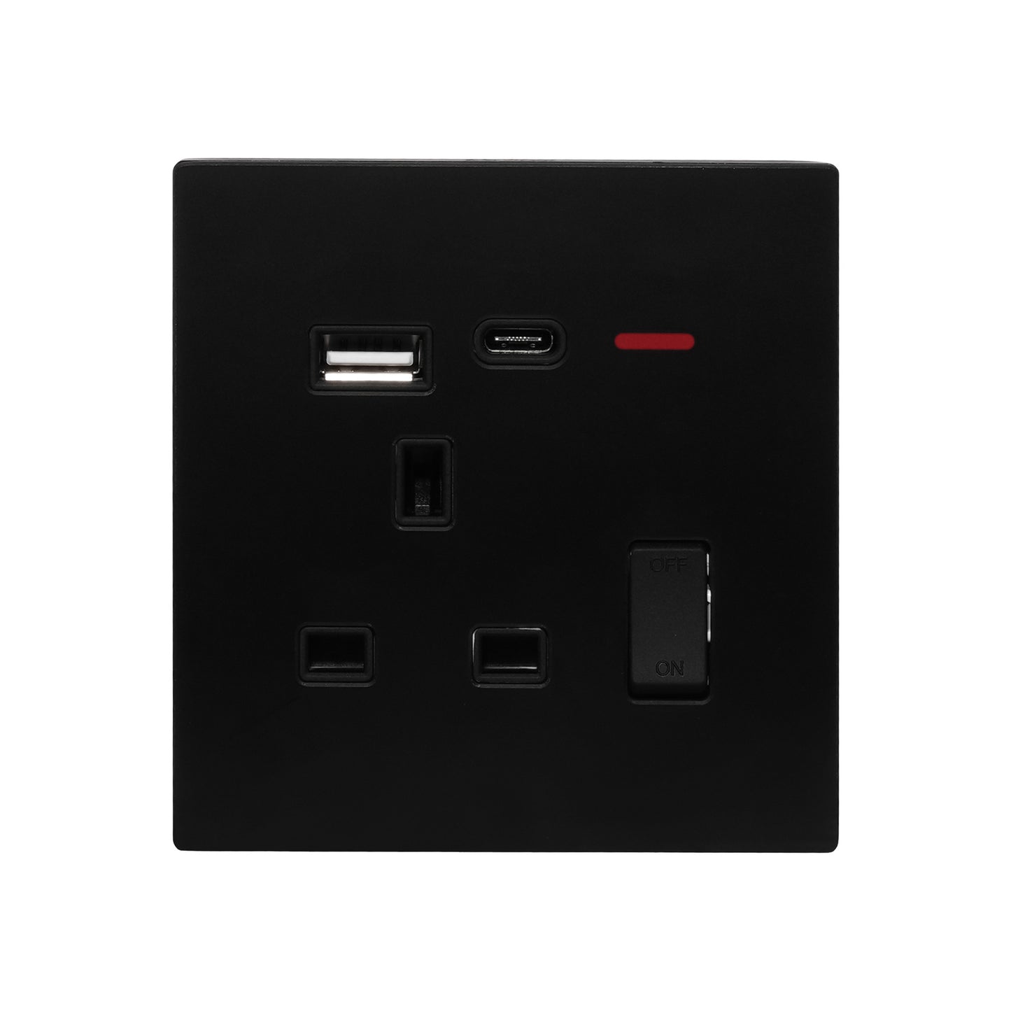 Single UK Socket 13A USB + Type-C (5V 2.1A) – Ultra Thin Acrylic Glass