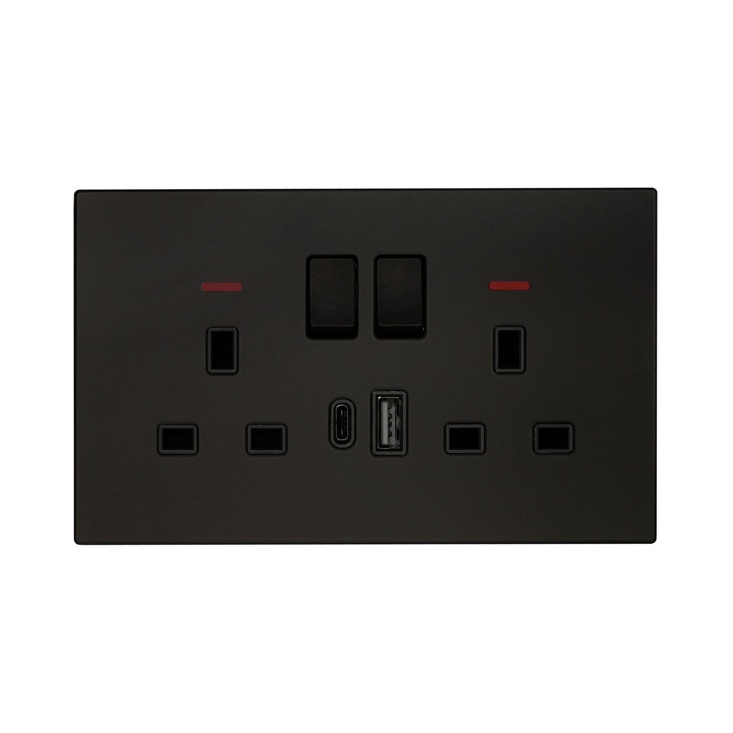 Double UK Socket 13A – USB + Type-C (5V 2.1A) – Ultra Thin Acrylic Glass