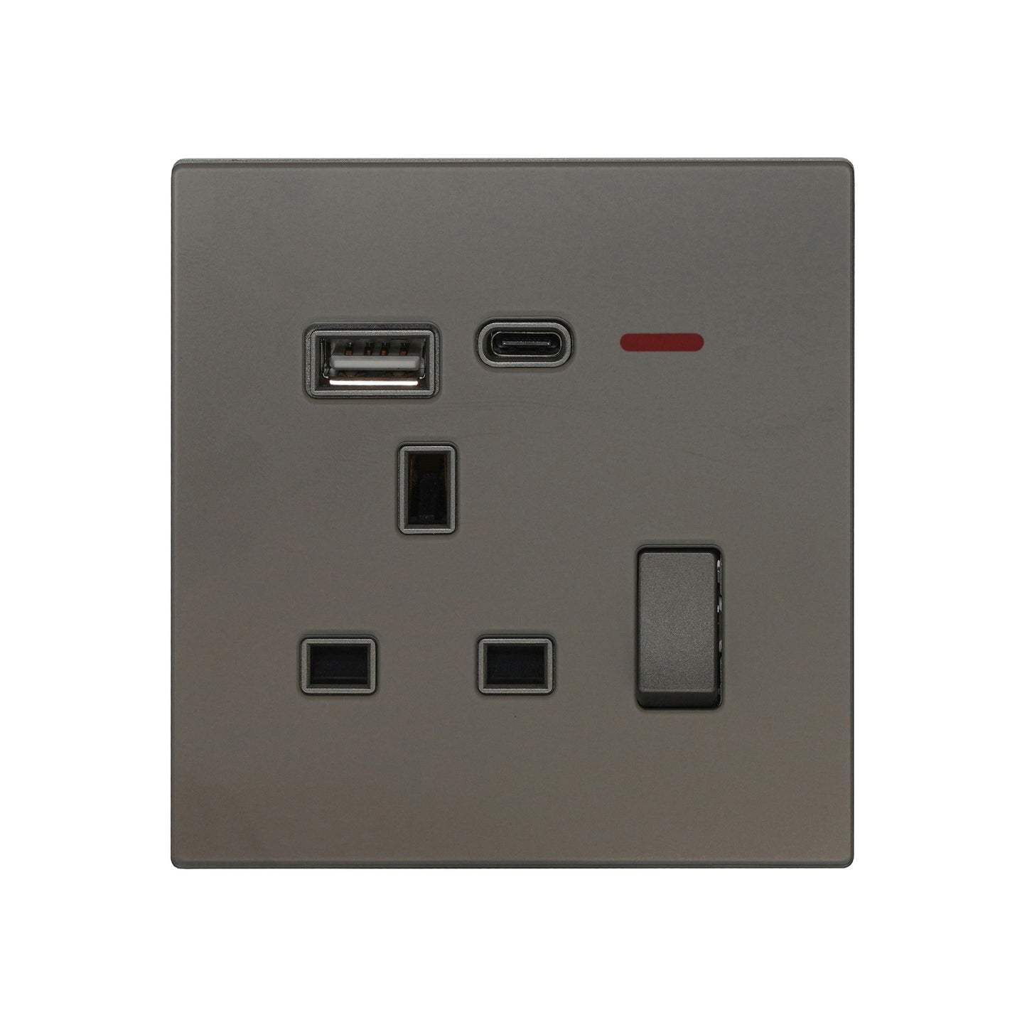 Single UK Socket 13A USB + Type-C (5V 2.1A) – Ultra Thin Acrylic Glass