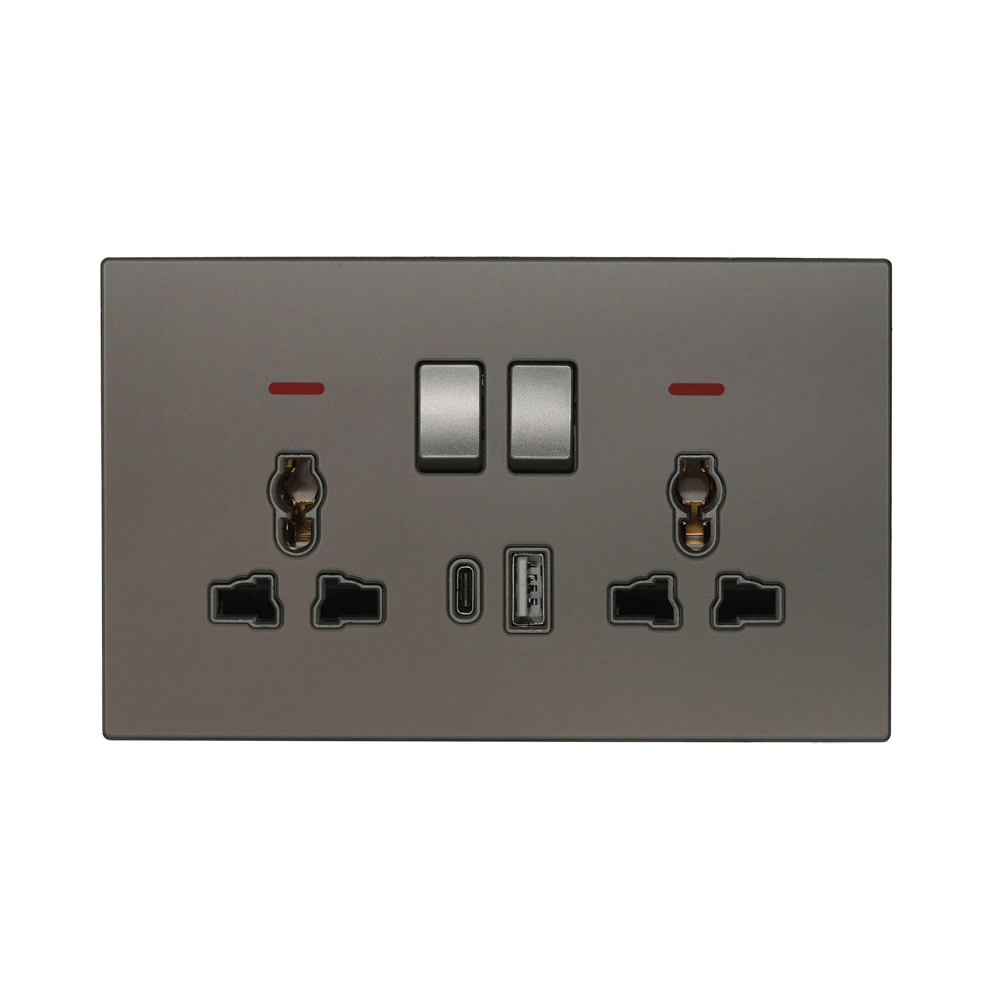 Double MF Socket 13A – USB + Type-C (5V 2.1A) – Ultra Thin Acrylic Glass
