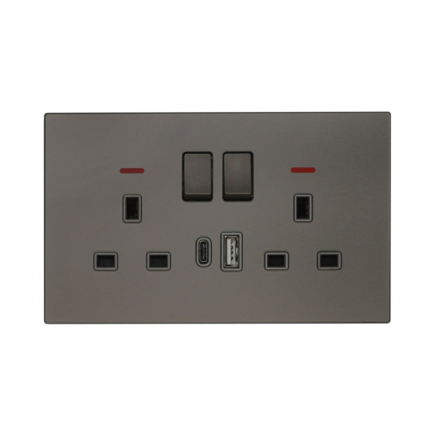 Double UK Socket 13A – USB + Type-C (5V 2.1A) – Ultra Thin Acrylic Glass