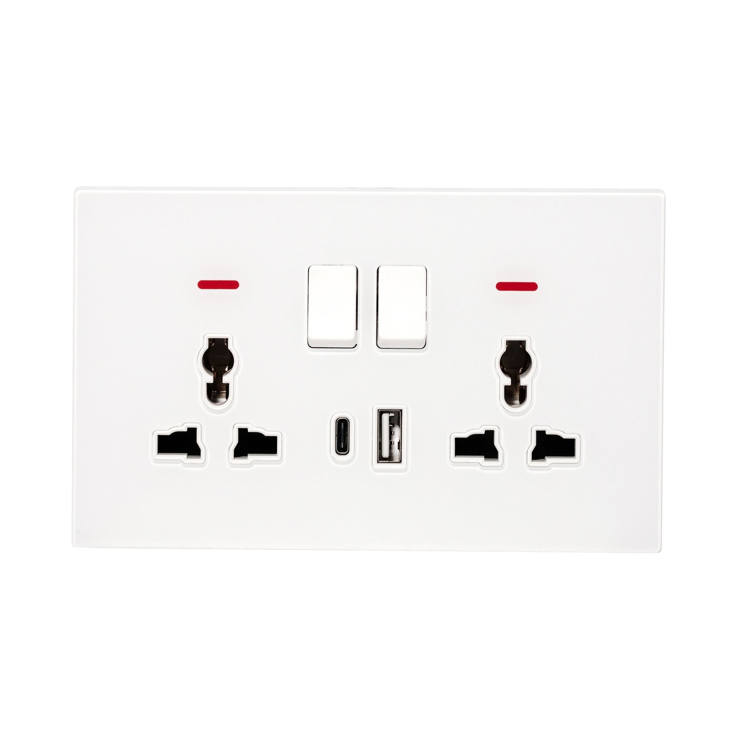 Double MF Socket 13A – USB + Type-C (5V 2.1A) – Ultra Thin Acrylic Glass