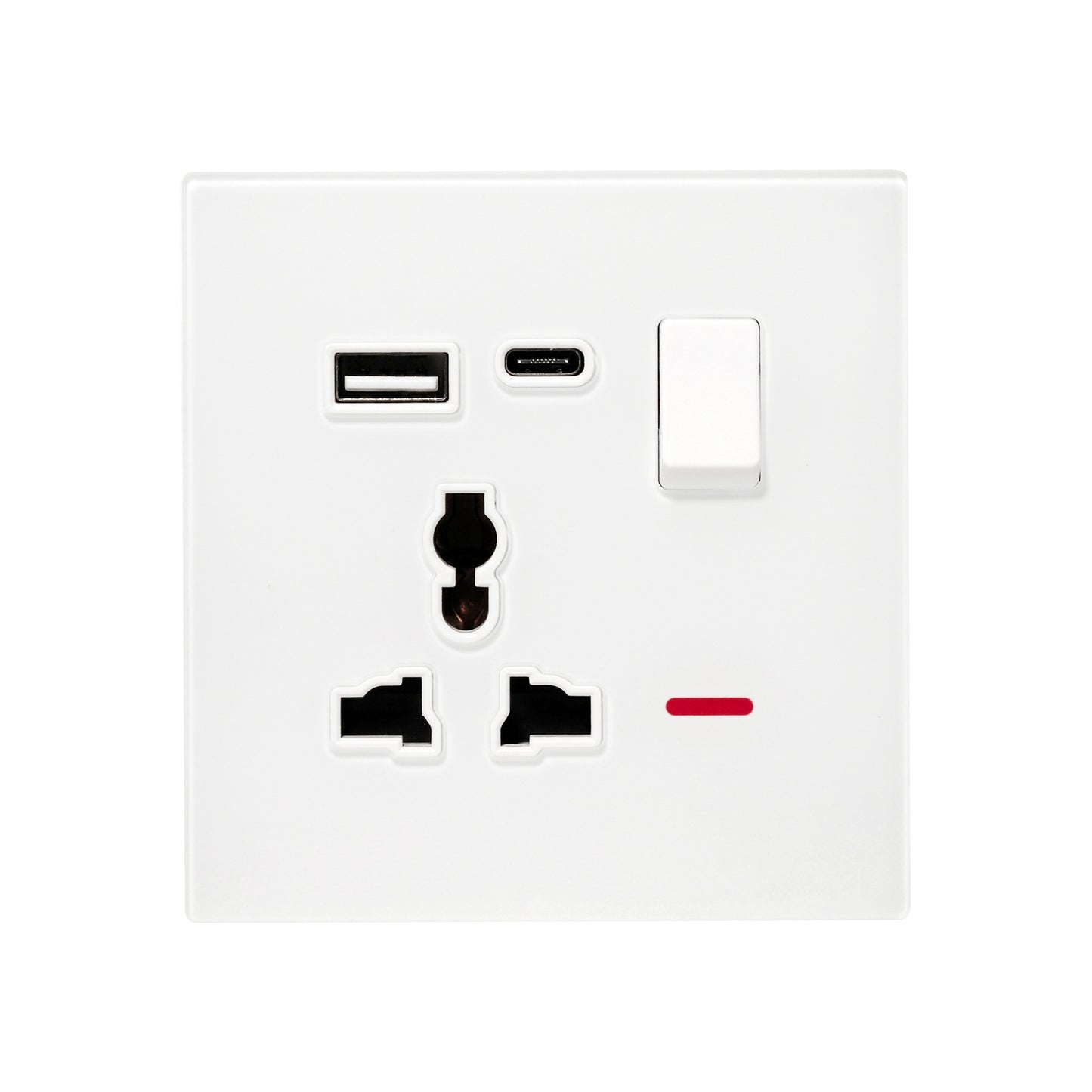 Single MF Socket 13A USB + Type-C (5V 2.1A) – Ultra Thin Acrylic Glass