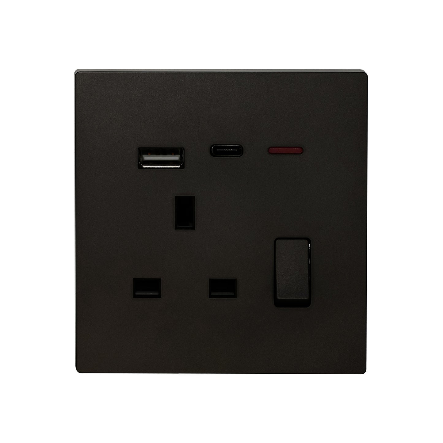 Single UK Socket 13A USB + Type-C (5V 2.1A) – Ultra Thin Plastic