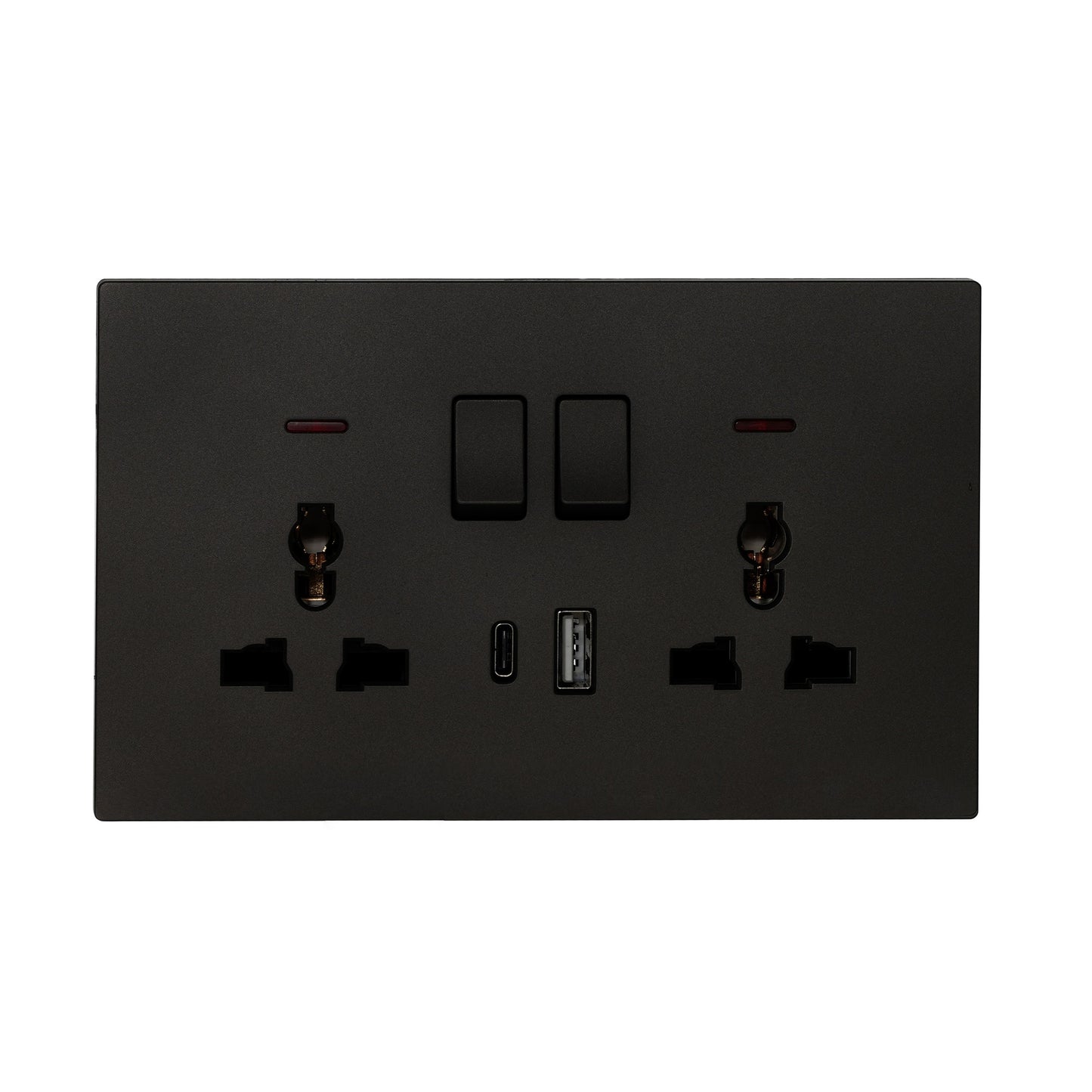 Double MF Socket 13A – USB + Type-C (5V 2.1A) – Ultra Thin Plastic
