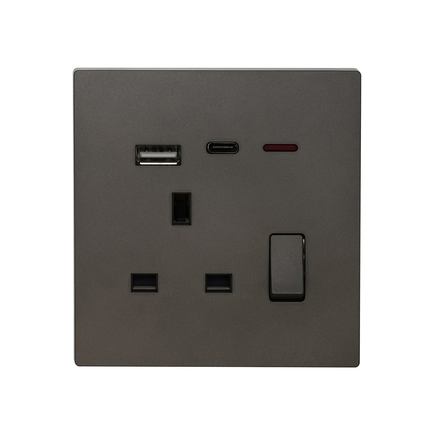 Single UK Socket 13A USB + Type-C (5V 2.1A) – Ultra Thin Plastic