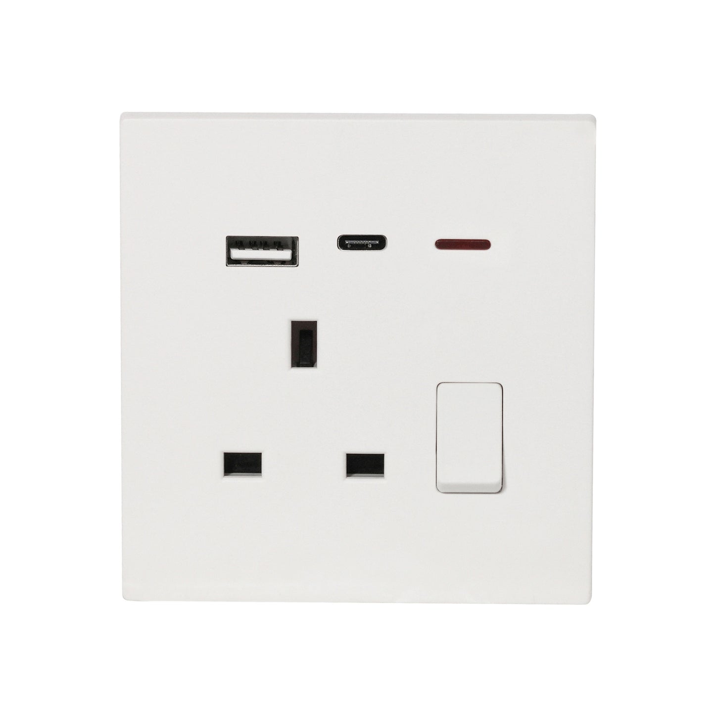 Single UK Socket 13A USB + Type-C (5V 2.1A) – Ultra Thin Plastic