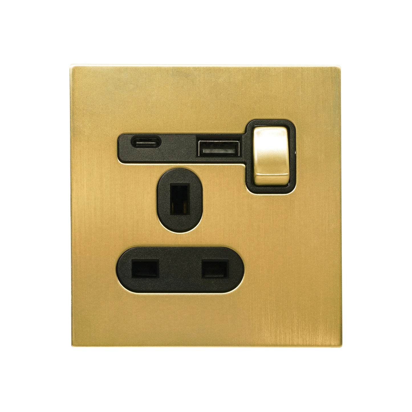 Single UK Socket 13A – On/Off + USB + Type-C – Stainless Steel