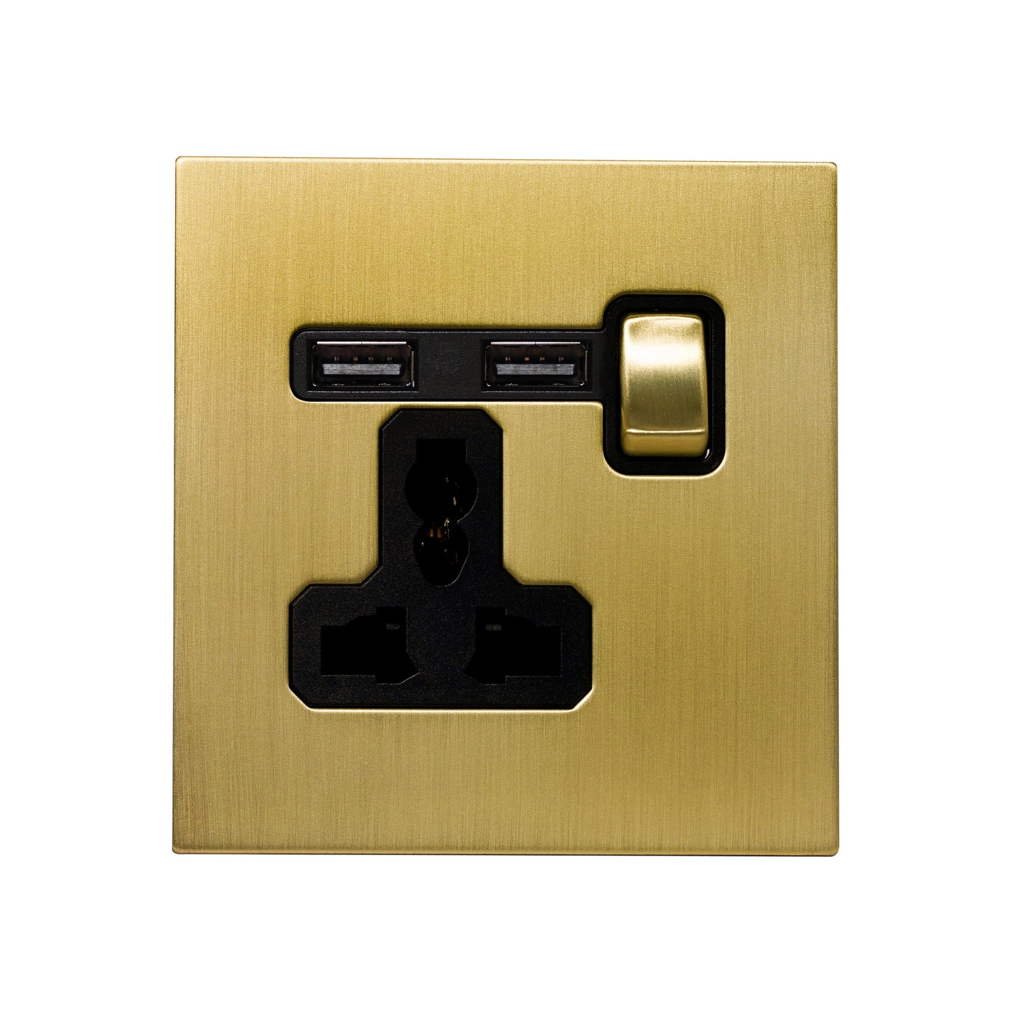 Single MF Socket 13A – On/Off + 2USB – Stainless Steel