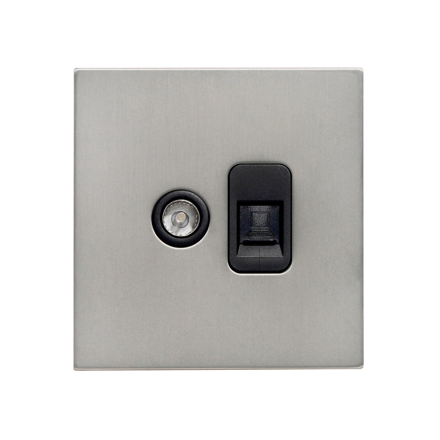 TV + Computer Socket – Stainless Steel