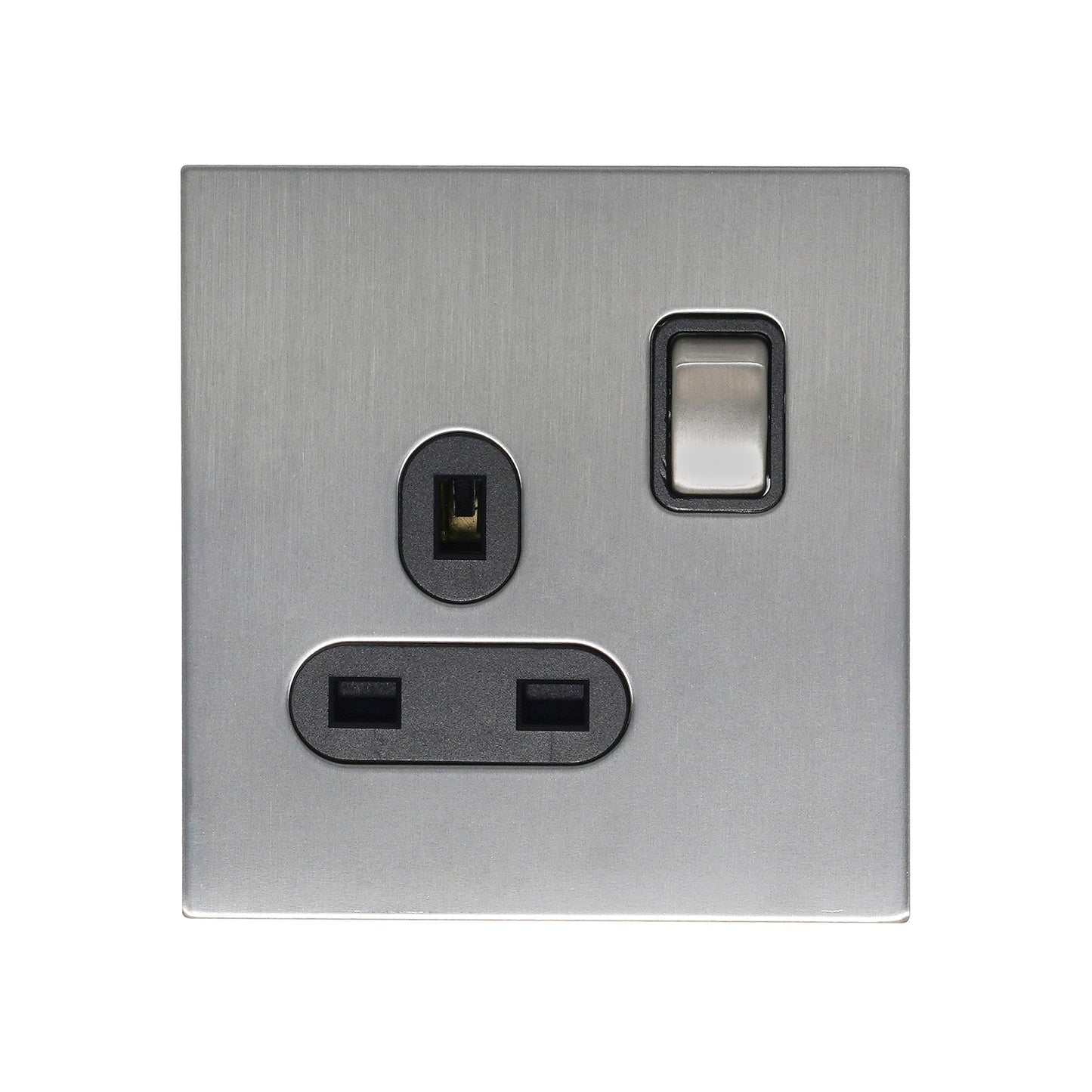 Single UK Socket 13A – On/Off – Stainless Steel