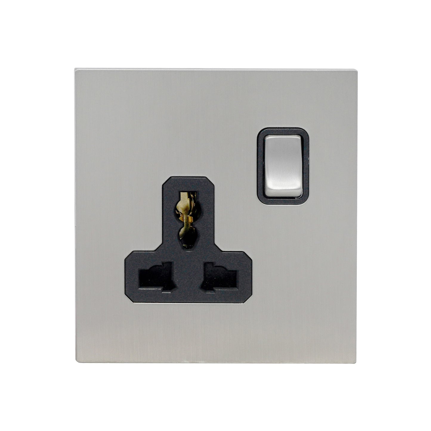 Single MF Socket 13A – On/Off – Stainless Steel