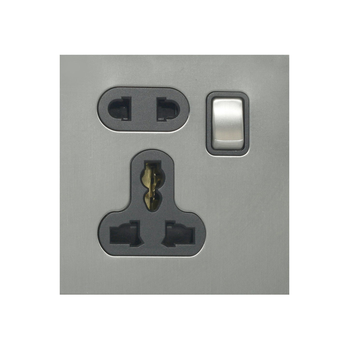 Single 5-Pin Socket 13A – On/Off – Stainless Steel