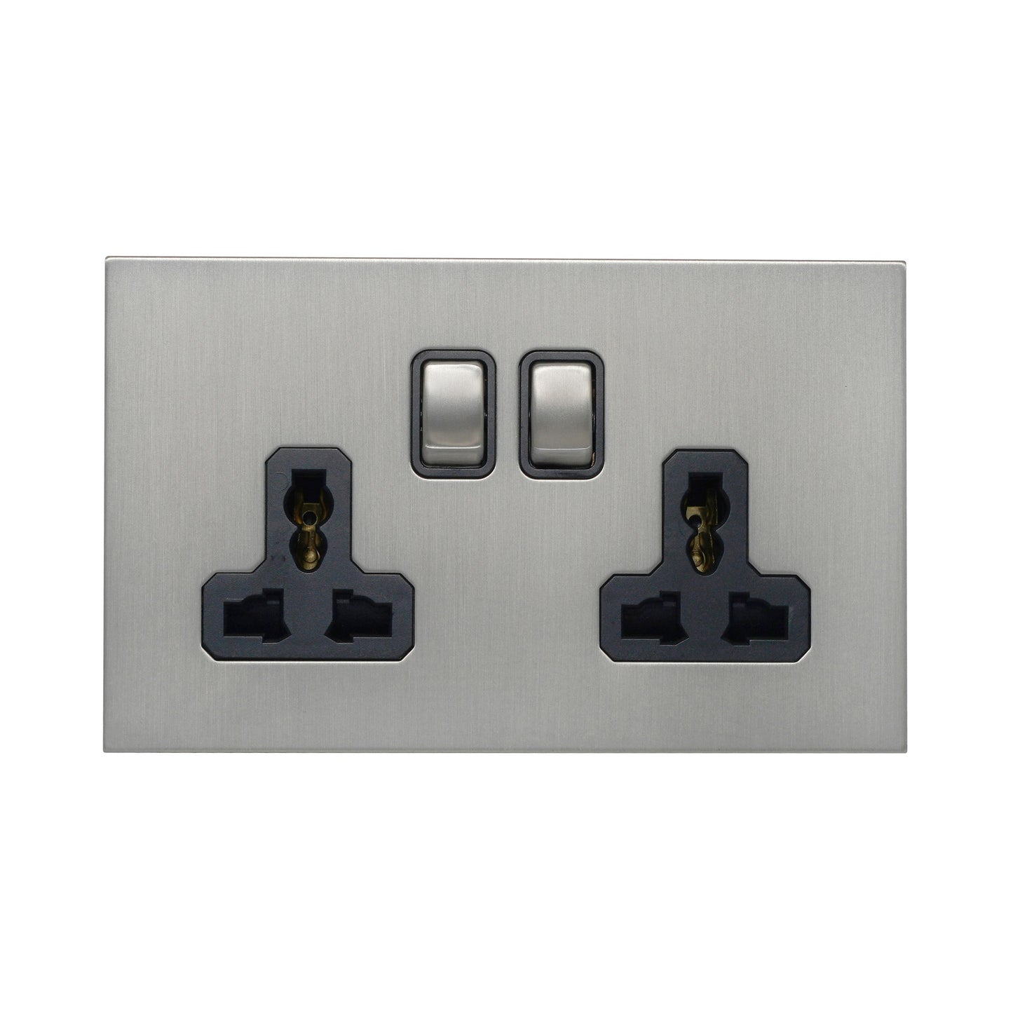 Double MF Socket 13A – On/Off – Stainless Steel