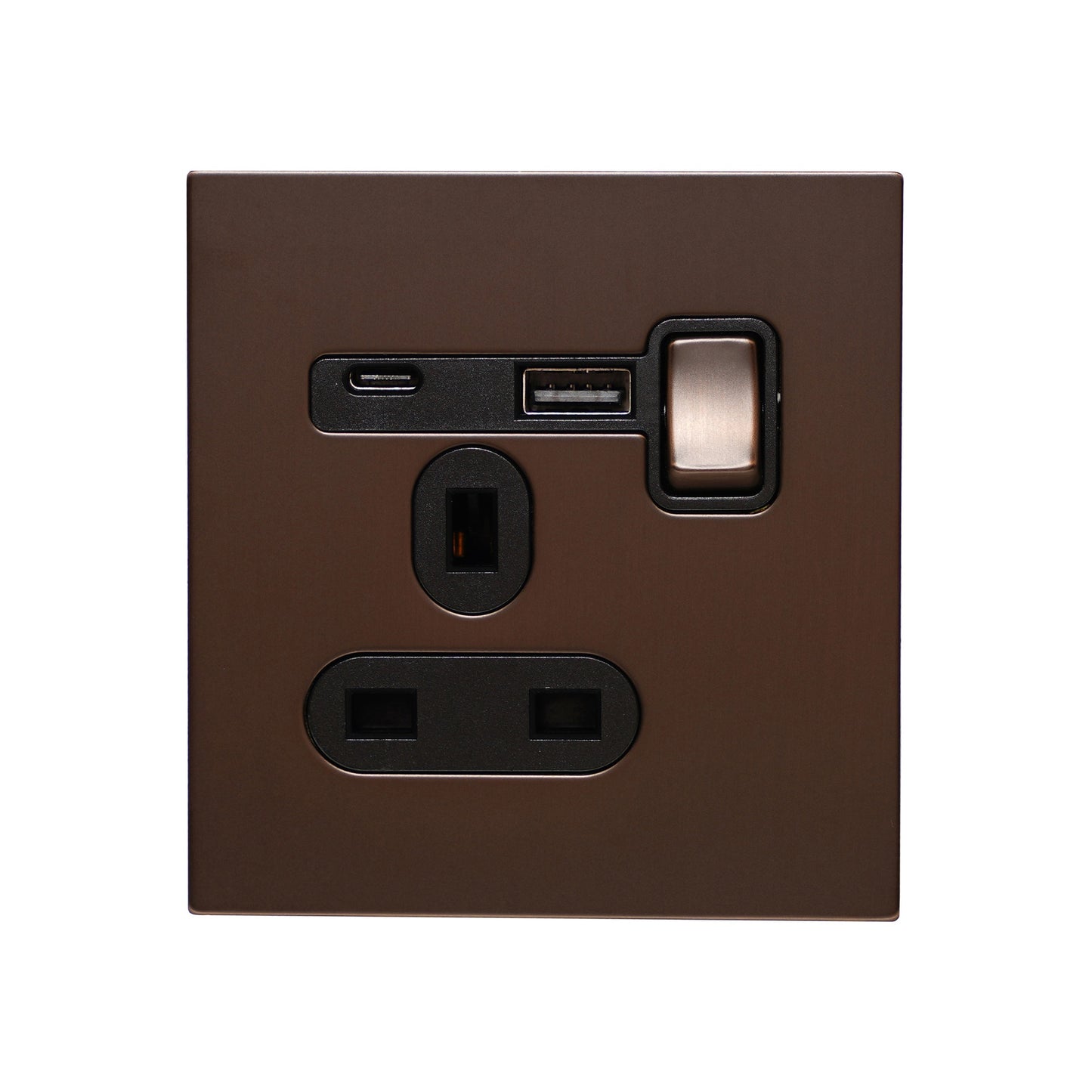 Single UK Socket 13A – On/Off + USB + Type-C – Stainless Steel