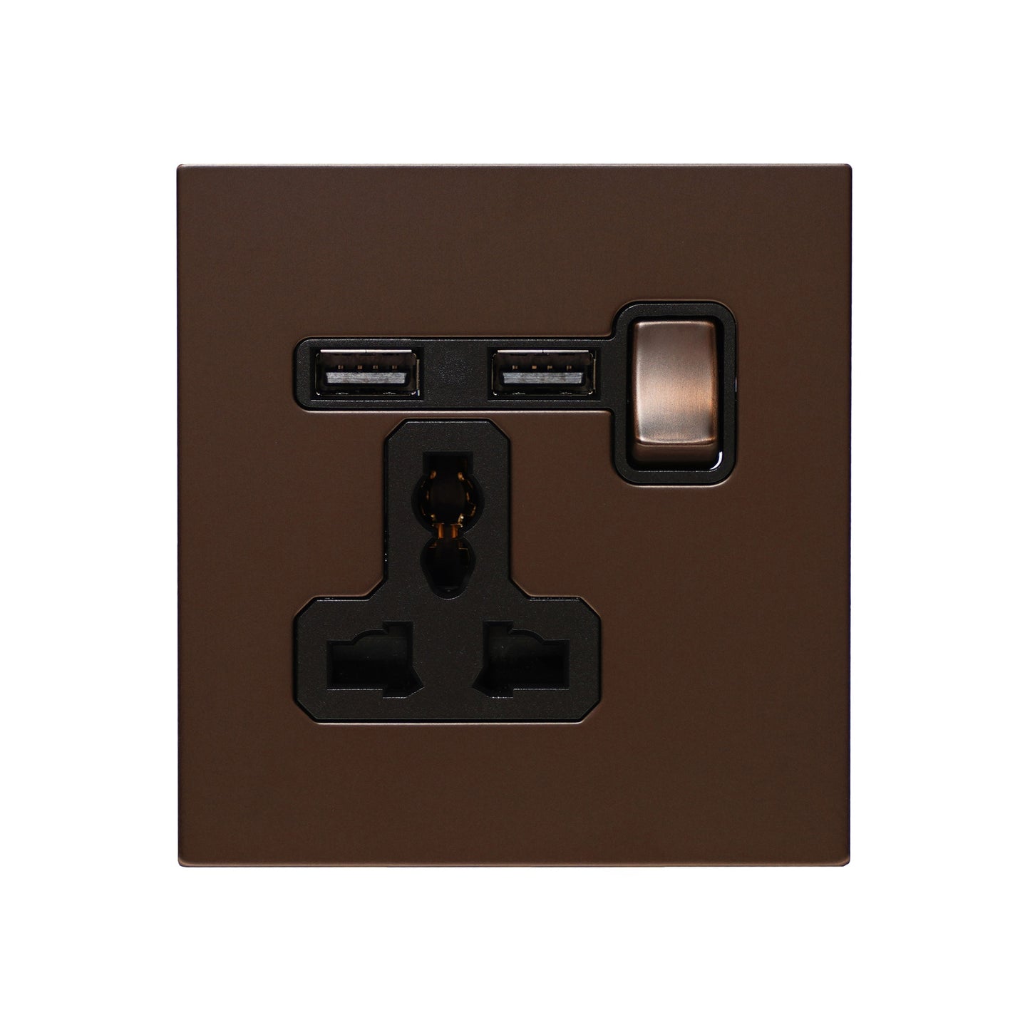 Single MF Socket 13A – On/Off + 2USB – Stainless Steel