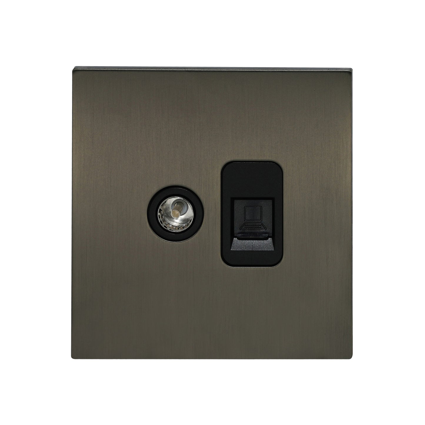 TV + Computer Socket – Stainless Steel