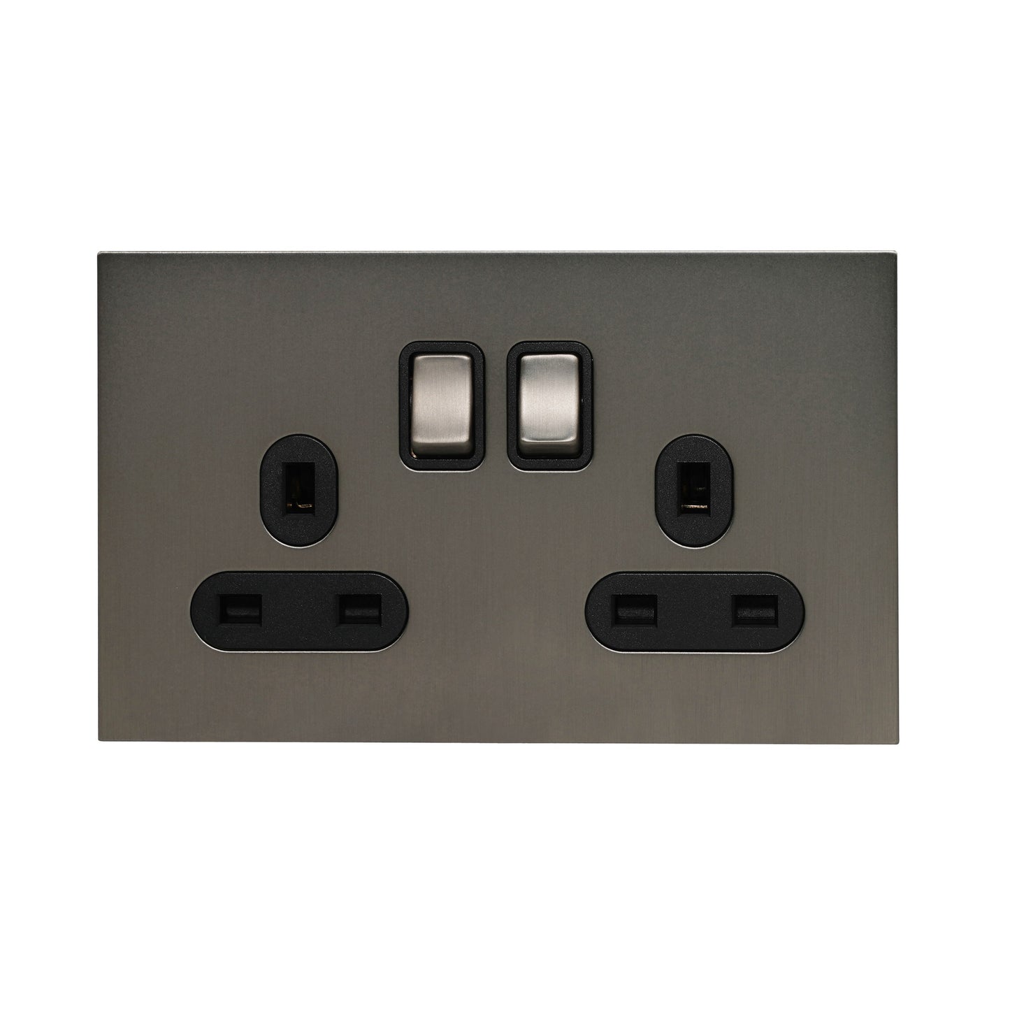 Double UK Socket 13A – On/Off – Stainless Steel