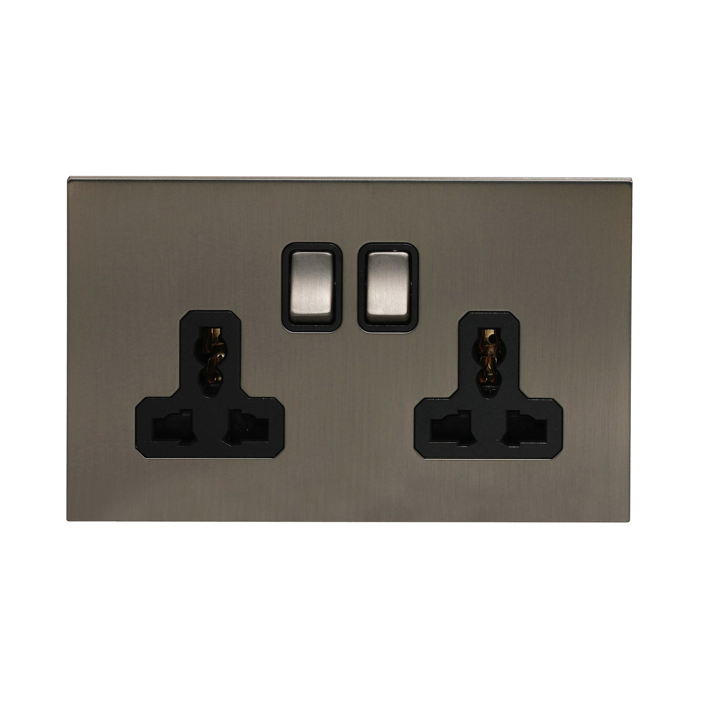 Double MF Socket 13A – On/Off – Stainless Steel