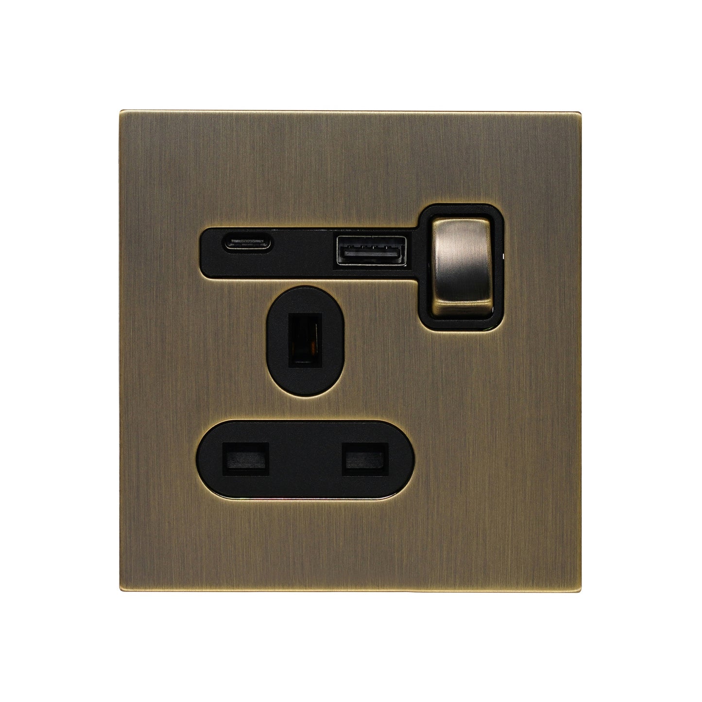 Single UK Socket 13A – On/Off + USB + Type-C – Stainless Steel