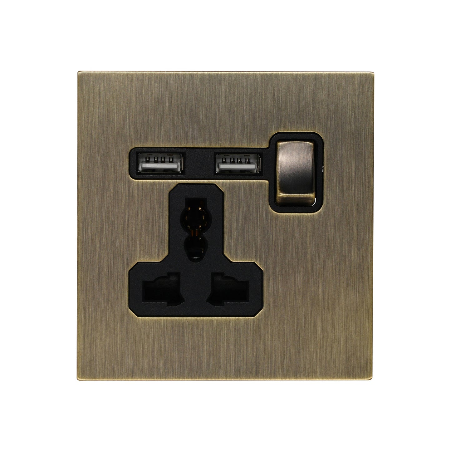 Single MF Socket 13A – On/Off + 2USB – Stainless Steel