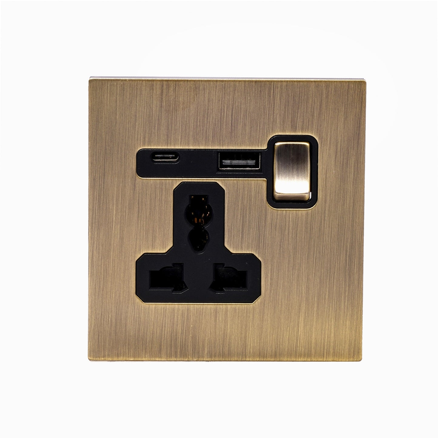 Single MF Socket 13A – On/Off + USB + Type-C – Stainless Steel