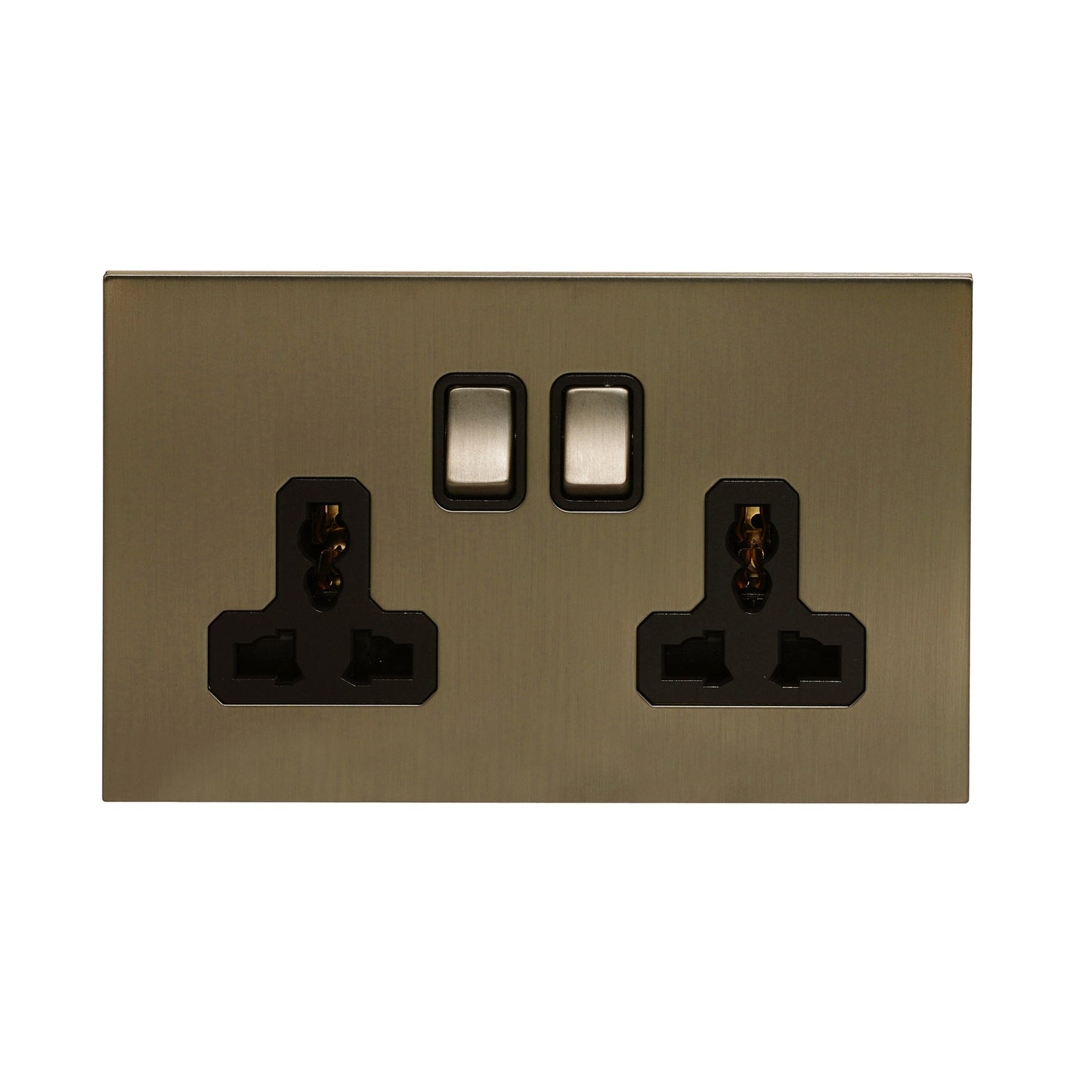 Double MF Socket 13A – On/Off – Stainless Steel