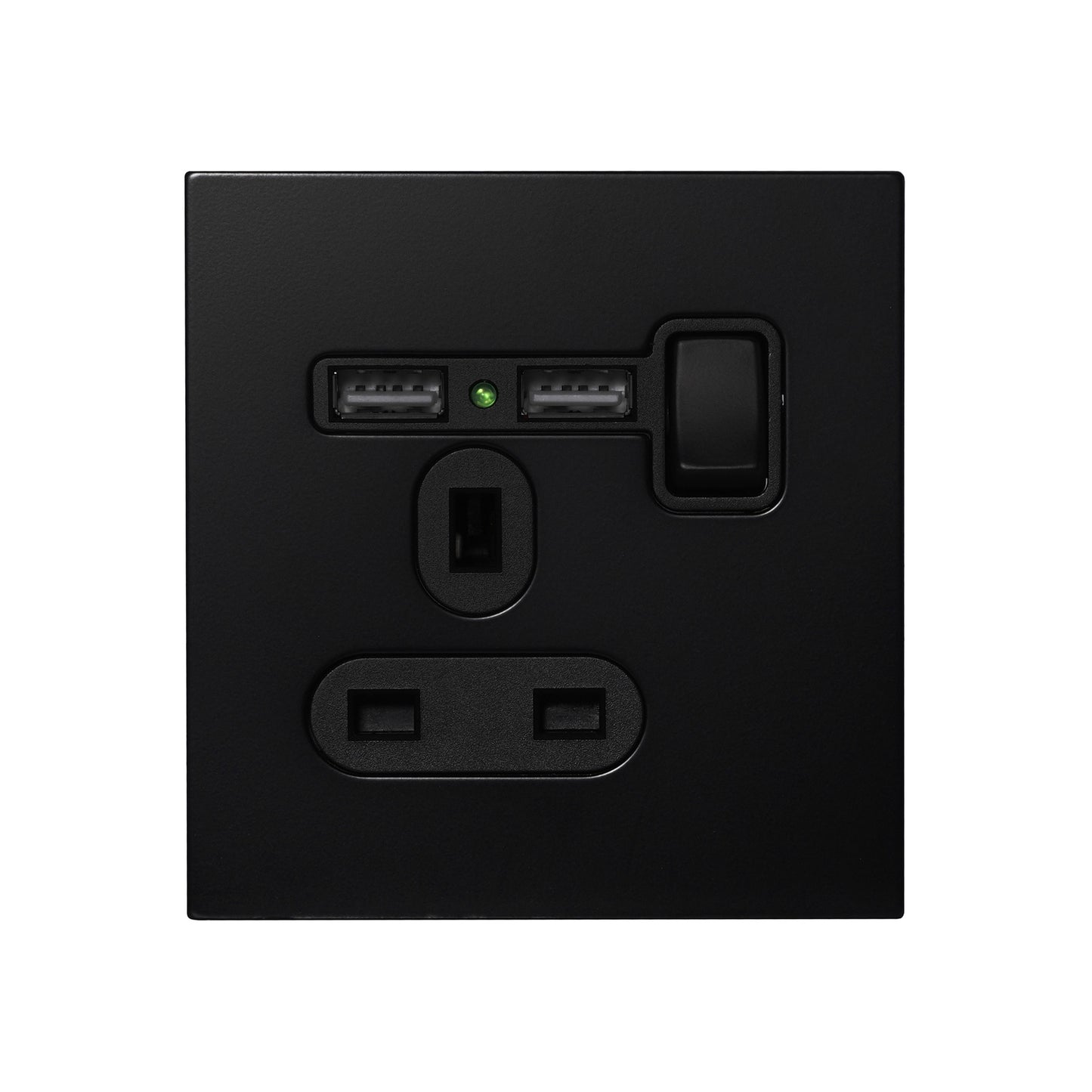 Single UK Socket 13A – On/Off + 2USB – Stainless Steel