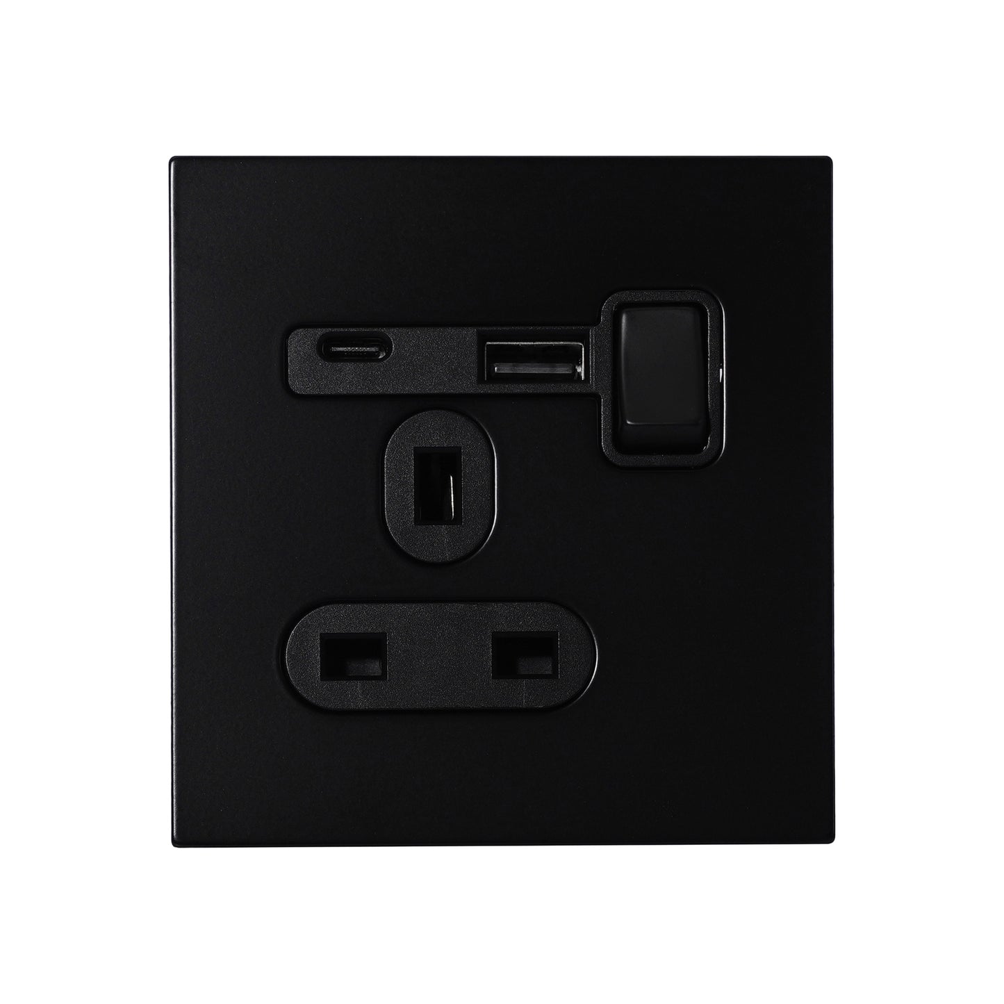 Single UK Socket 13A – On/Off + USB + Type-C – Stainless Steel
