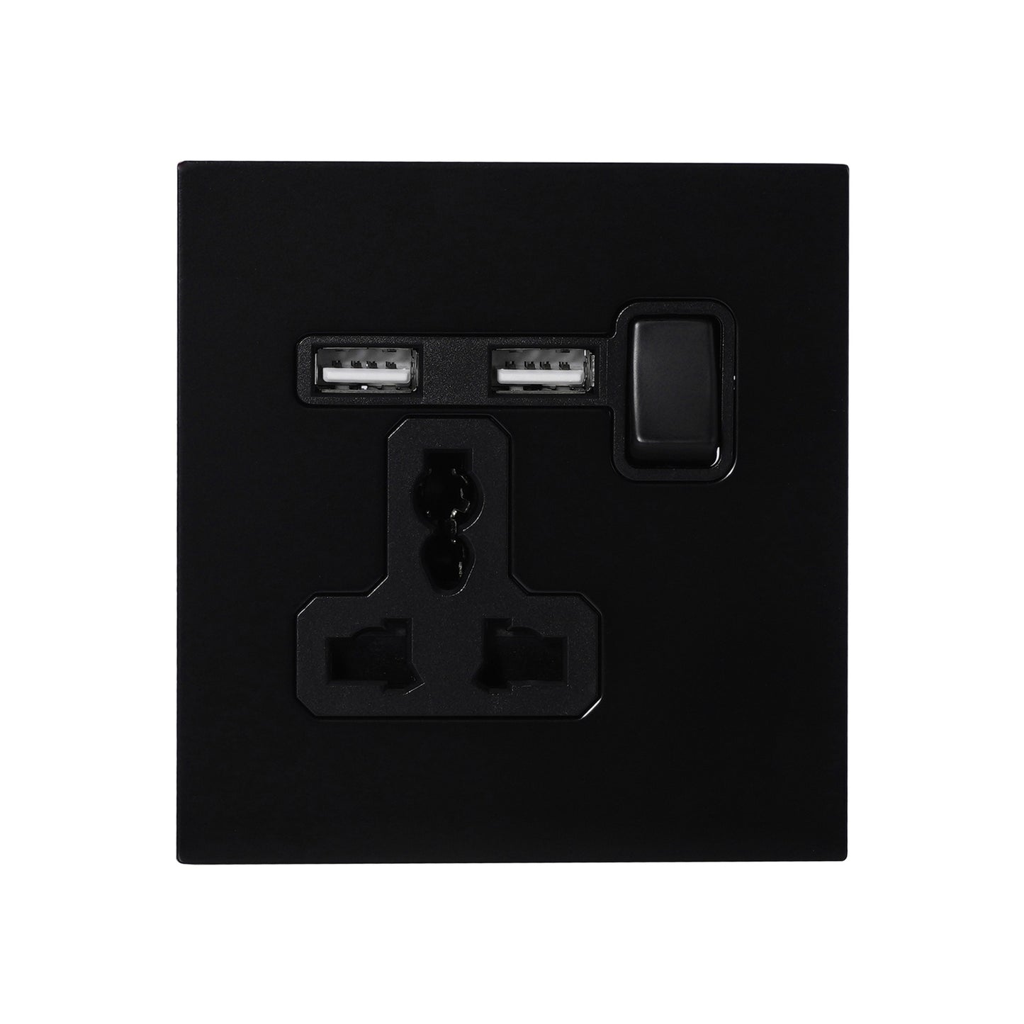 Single MF Socket 13A – On/Off + 2USB – Stainless Steel