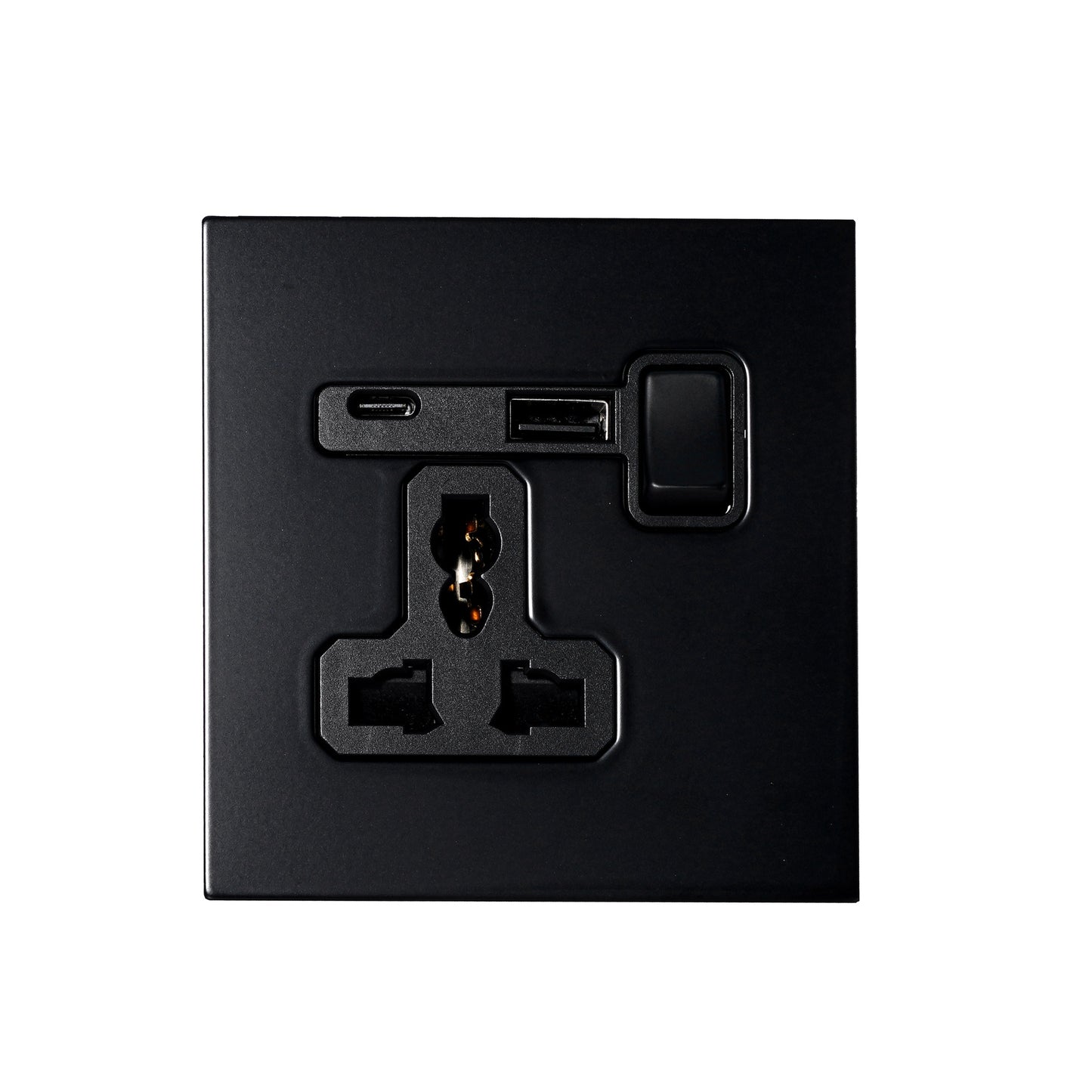 Single MF Socket 13A – On/Off + USB + Type-C – Stainless Steel