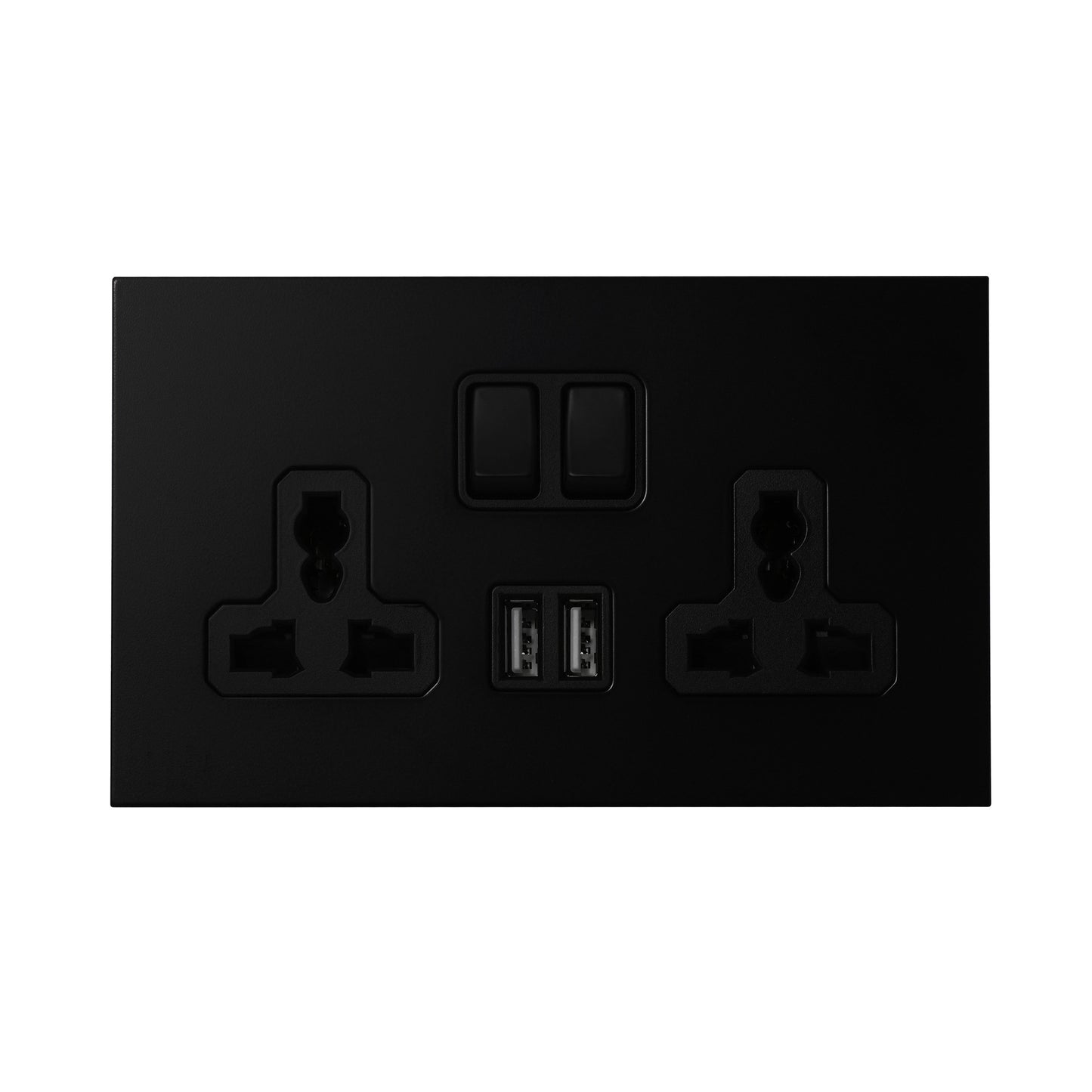 Double MF Socket 13A – On/Off + 2 USB – Stainless Steel