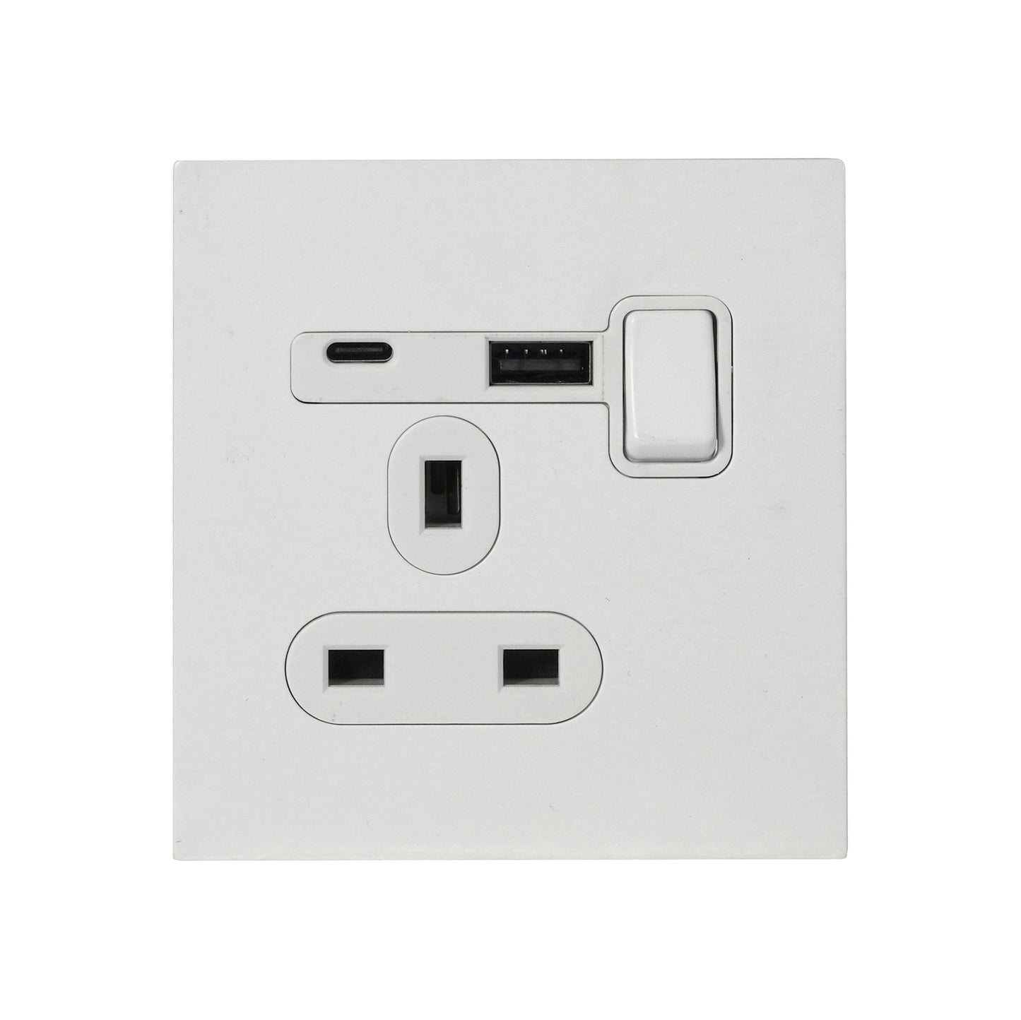 Single UK Socket 13A – On/Off + USB + Type-C – Stainless Steel