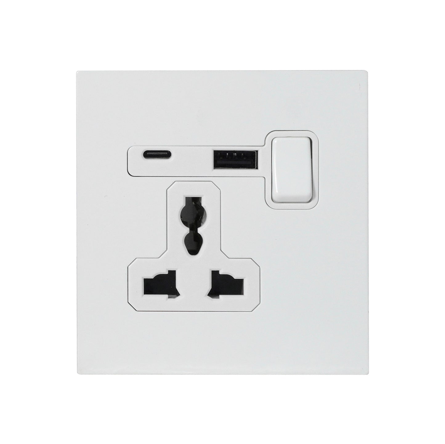Single MF Socket 13A – On/Off + USB + Type-C – Stainless Steel