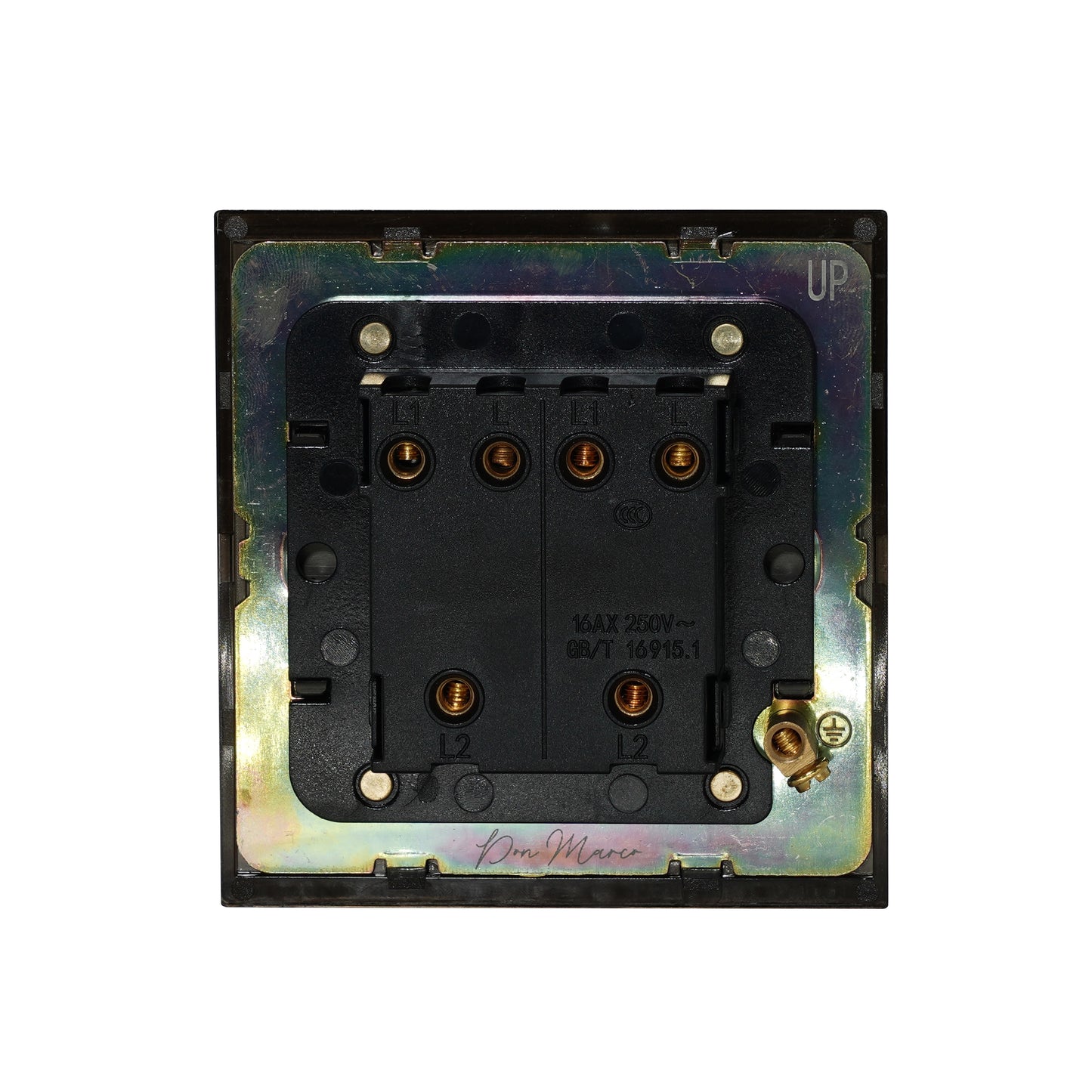 2 Gang 2 Way Switch – Plain Toggle – Stainless Steel / Copper