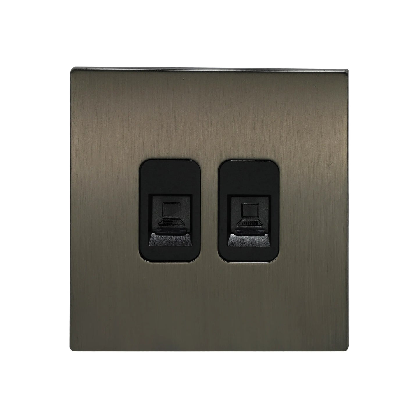 Double Computer Socket – (RJ45/CAT6) – Stainless Steel