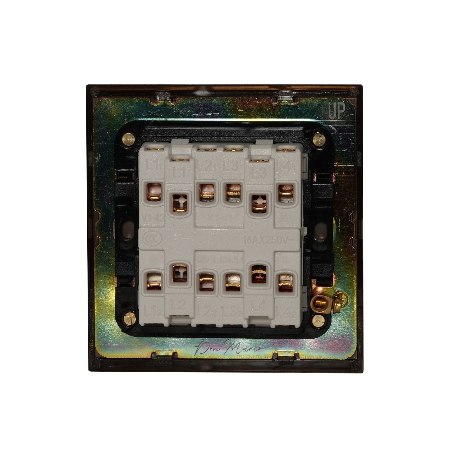 2 Gang Intermediate Switch – Plain Toggle – Stainless Steel / Copper