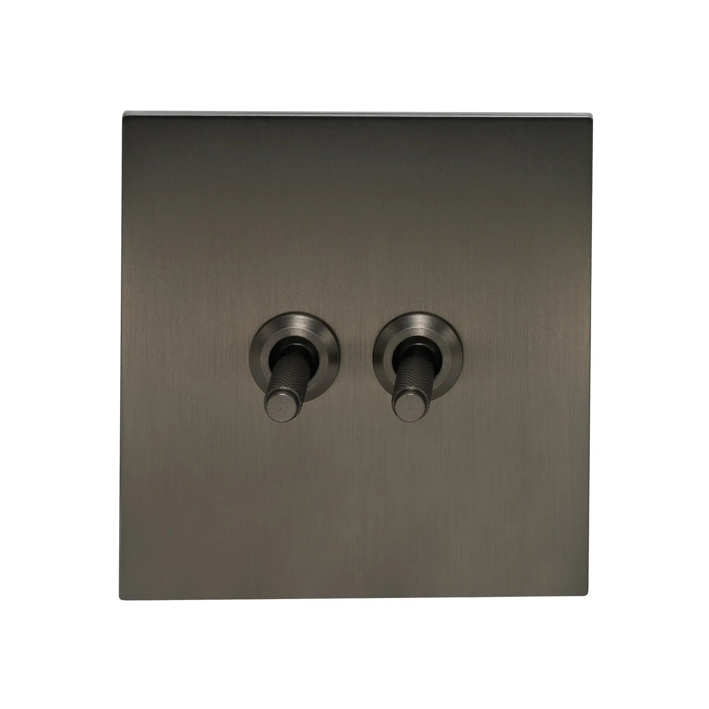 2 Gang 2 Way Switch – Knurled Toggle – Stainless Steel / Copper