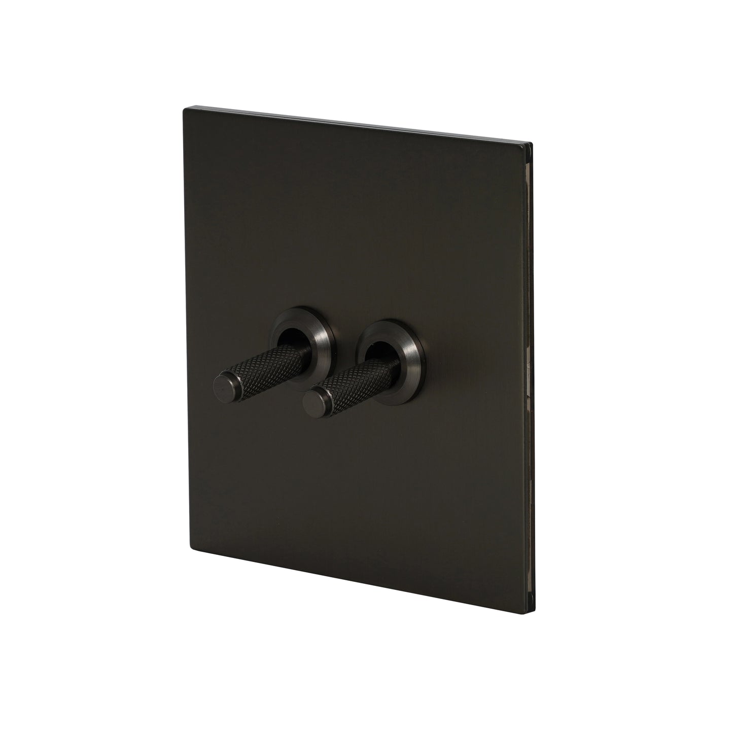 2 Gang 2 Way Switch – Knurled Toggle – Stainless Steel / Copper