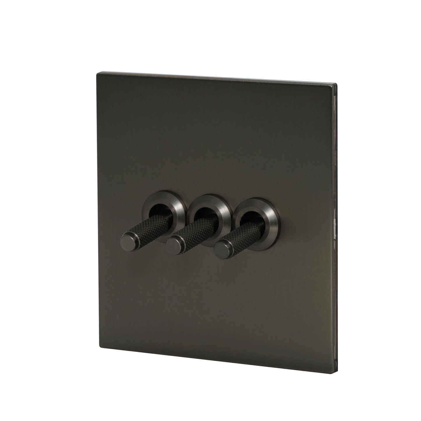 3 Gang 2 Way Switch – Knurled Toggle – Stainless Steel / Copper