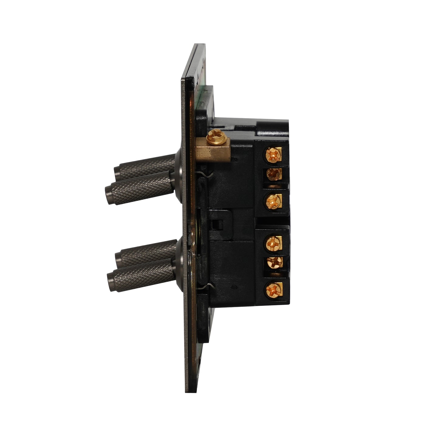 4 Gang 2 Way Switch (86) – Knurled Toggle – Stainless Steel / Copper