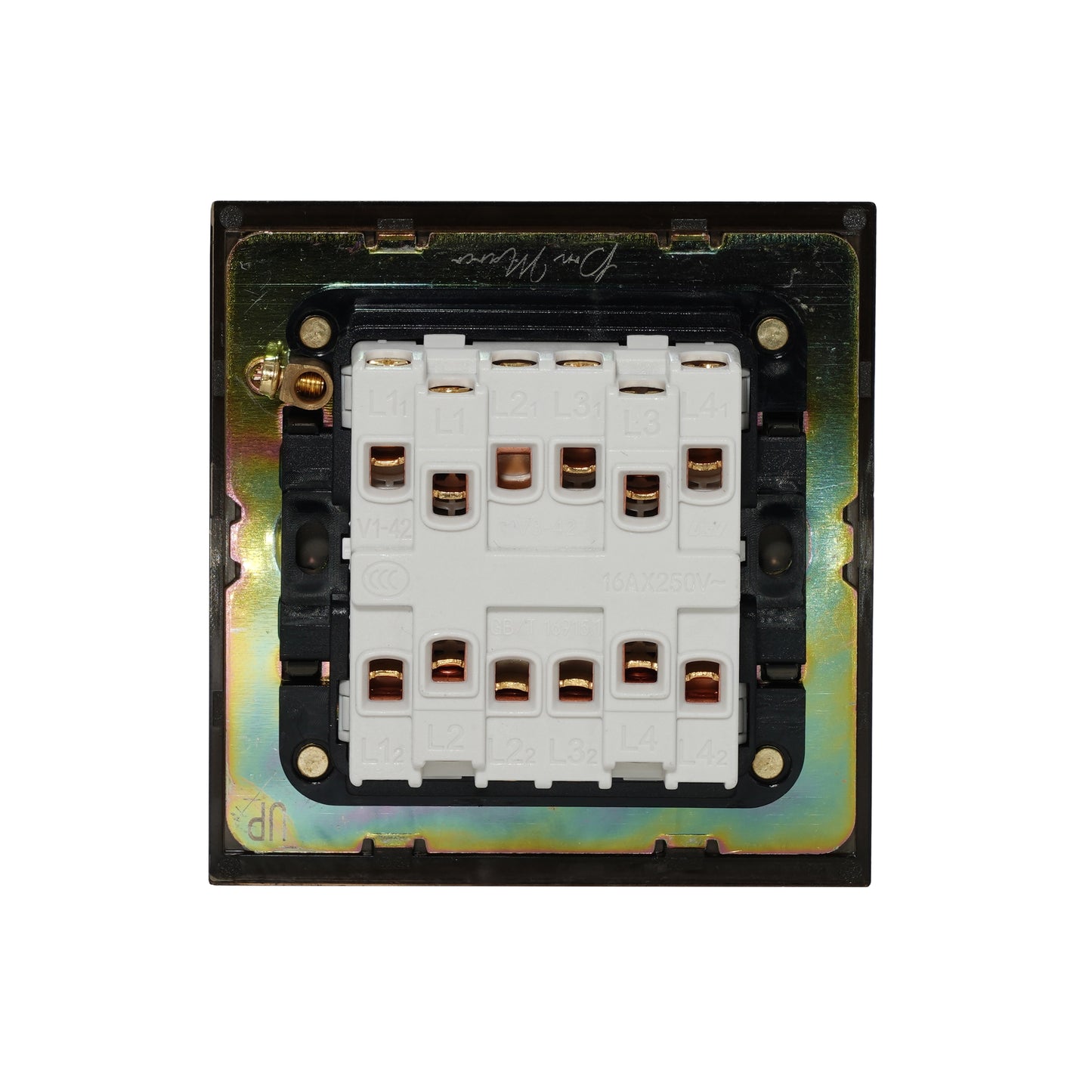 2 Gang Intermediate Switch – Plain Toggle – Stainless Steel / Copper
