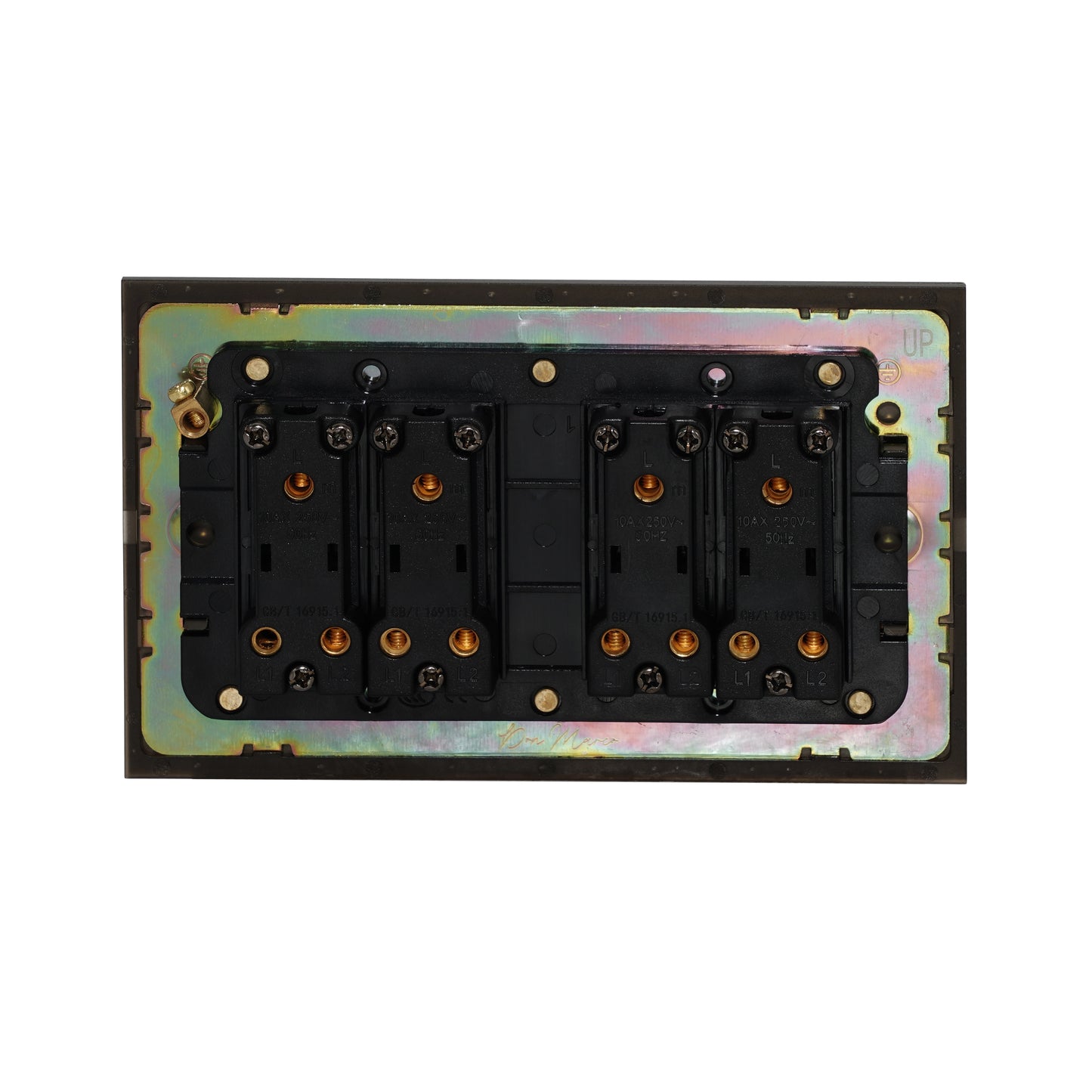 4 Gang 2 Way Switch (148) – Plain Toggle – Stainless Steel / Copper