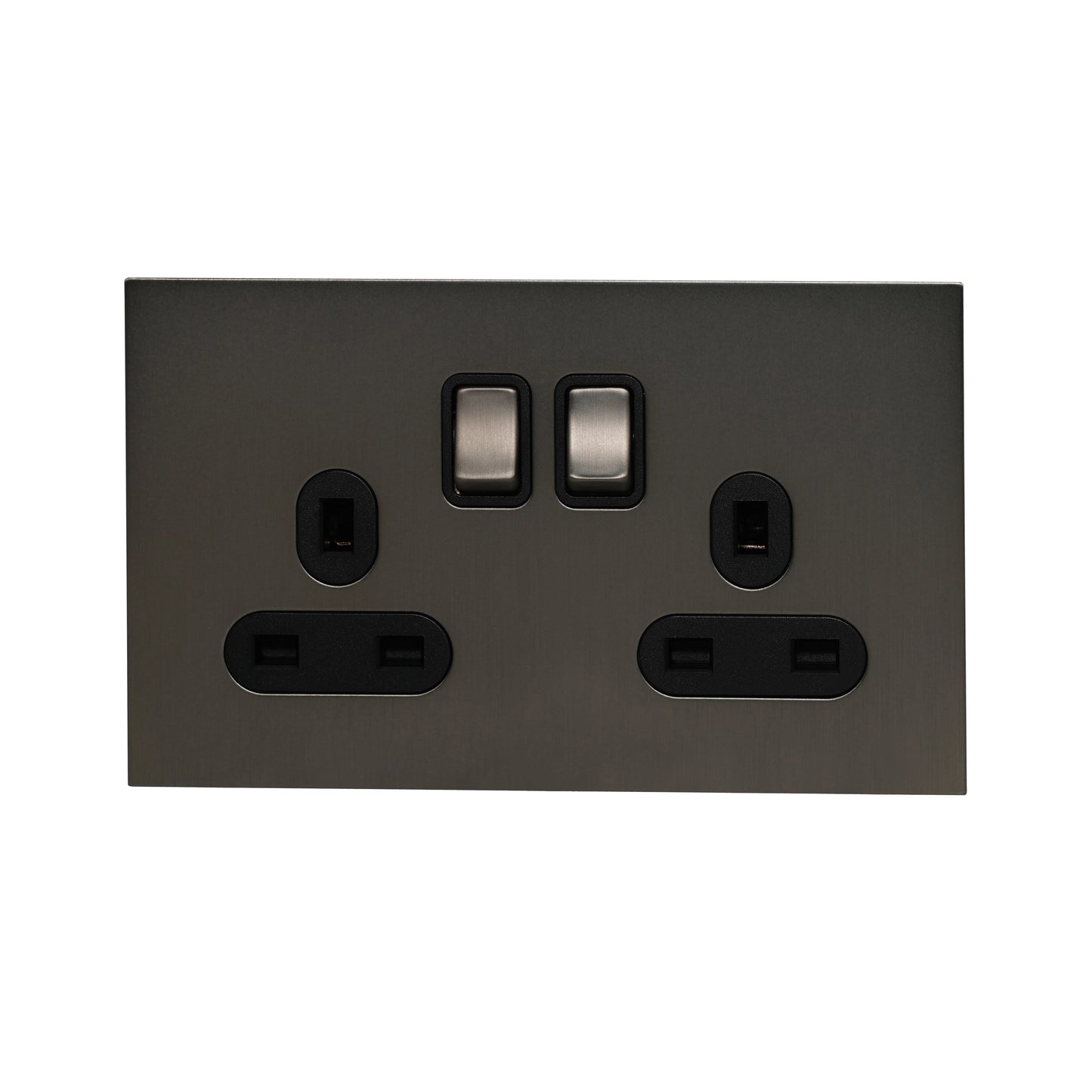 Double UK Socket 13A – On/Off – Stainless Steel
