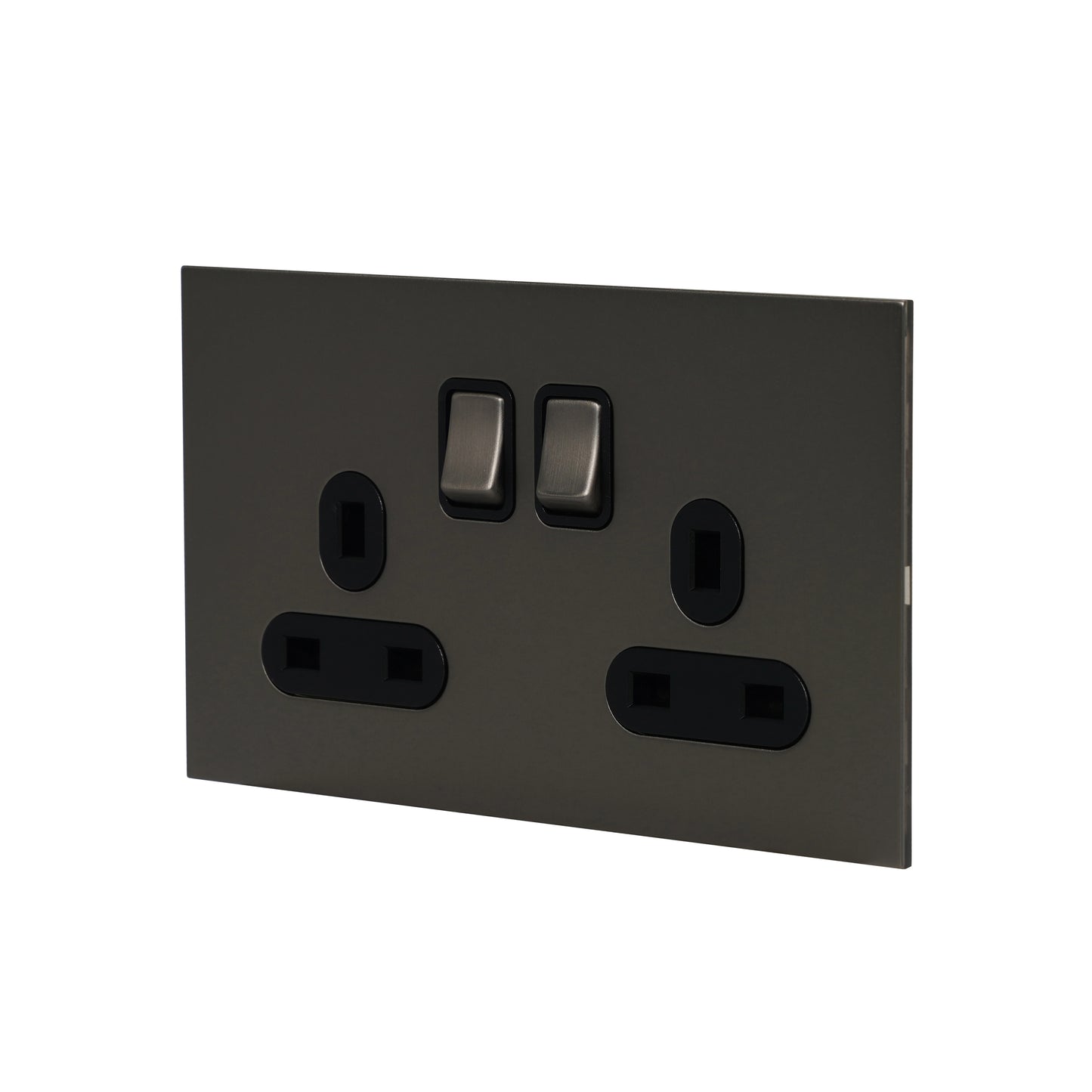 Double UK Socket 13A – On/Off – Stainless Steel