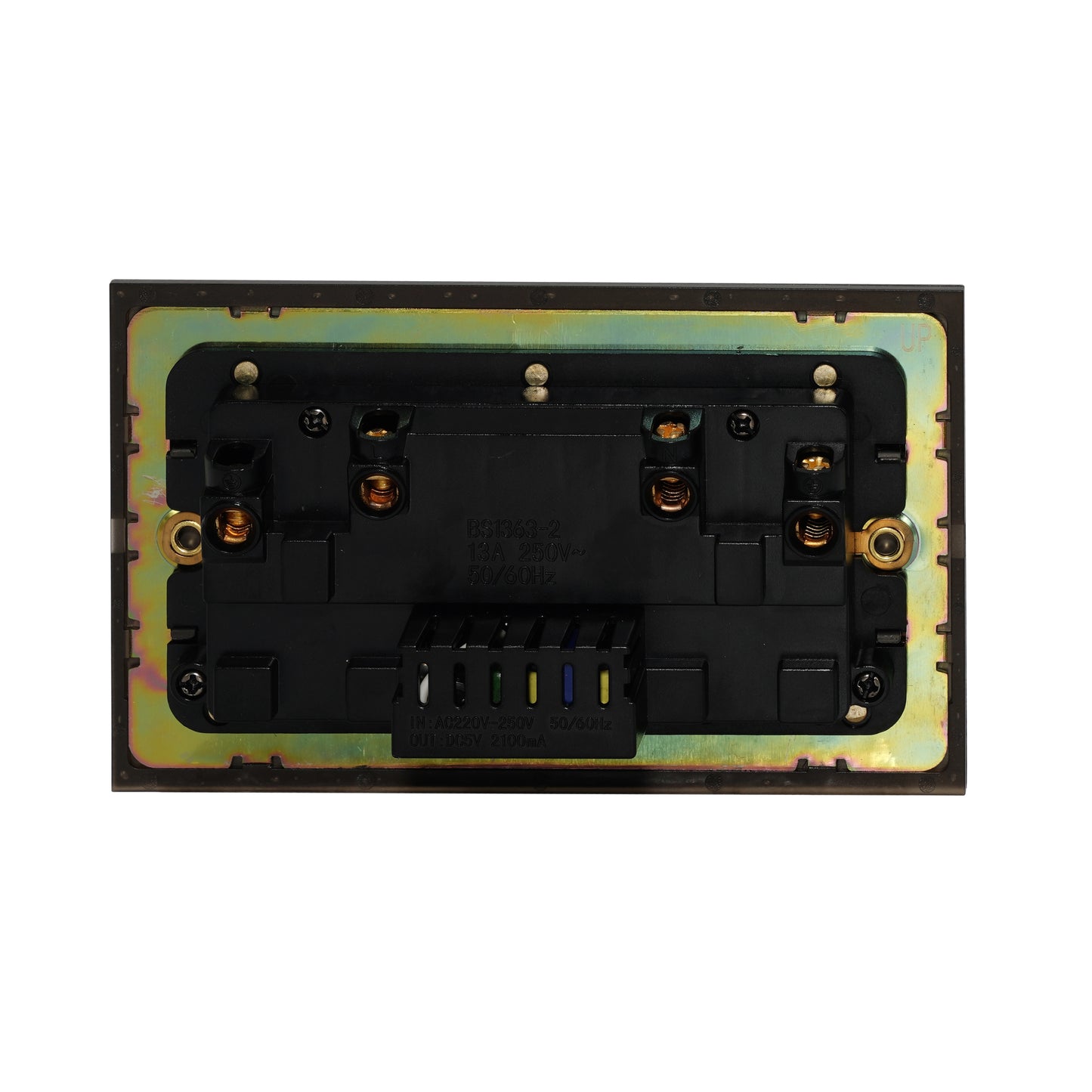 Double MF Socket 13A – On/Off + USB + Type-C – Stainless Steel
