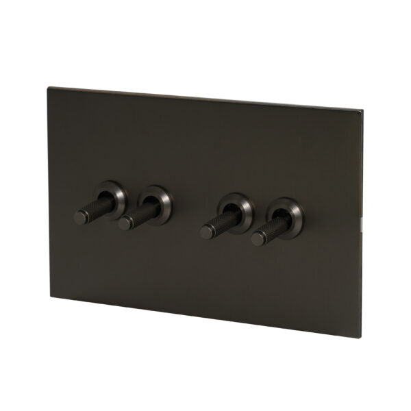 4 Gang 2 Way Switch (148) – Knurled Toggle – Stainless Steel / Copper