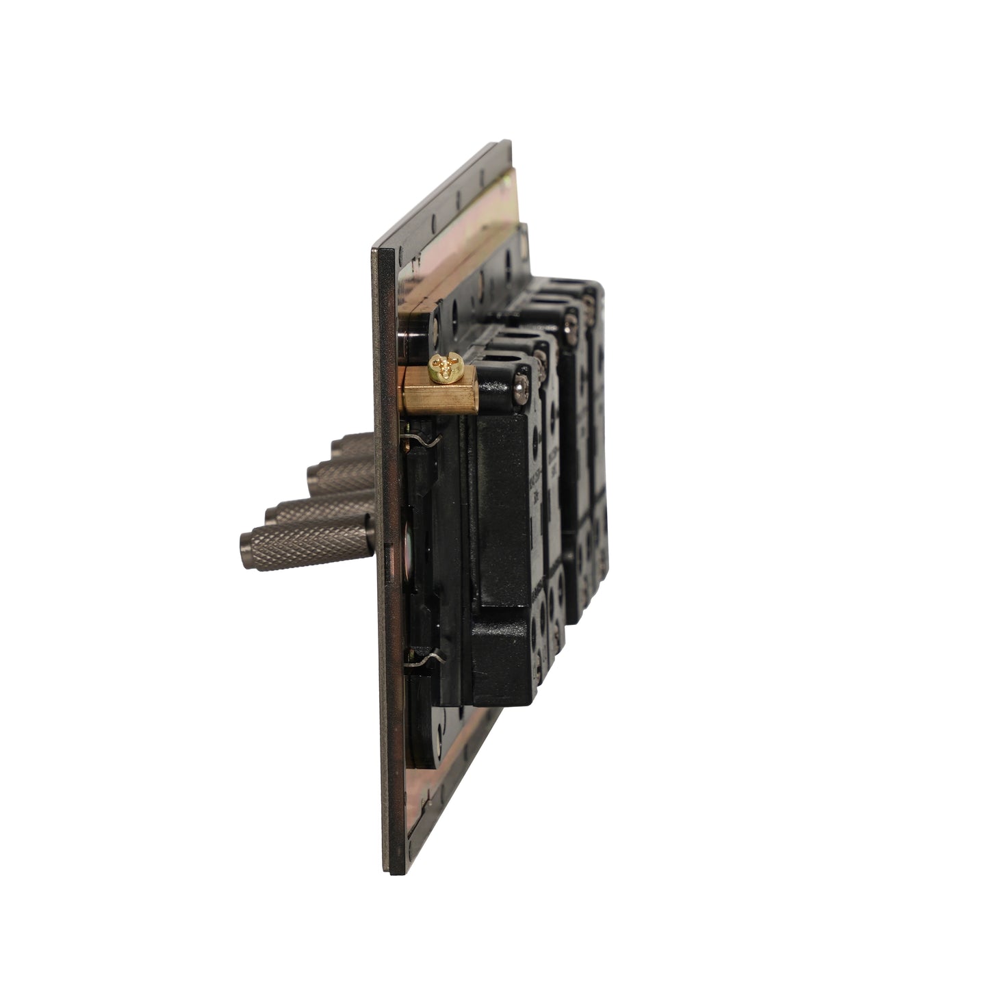 4 Gang 2 Way Switch (148) – Knurled Toggle – Stainless Steel / Copper