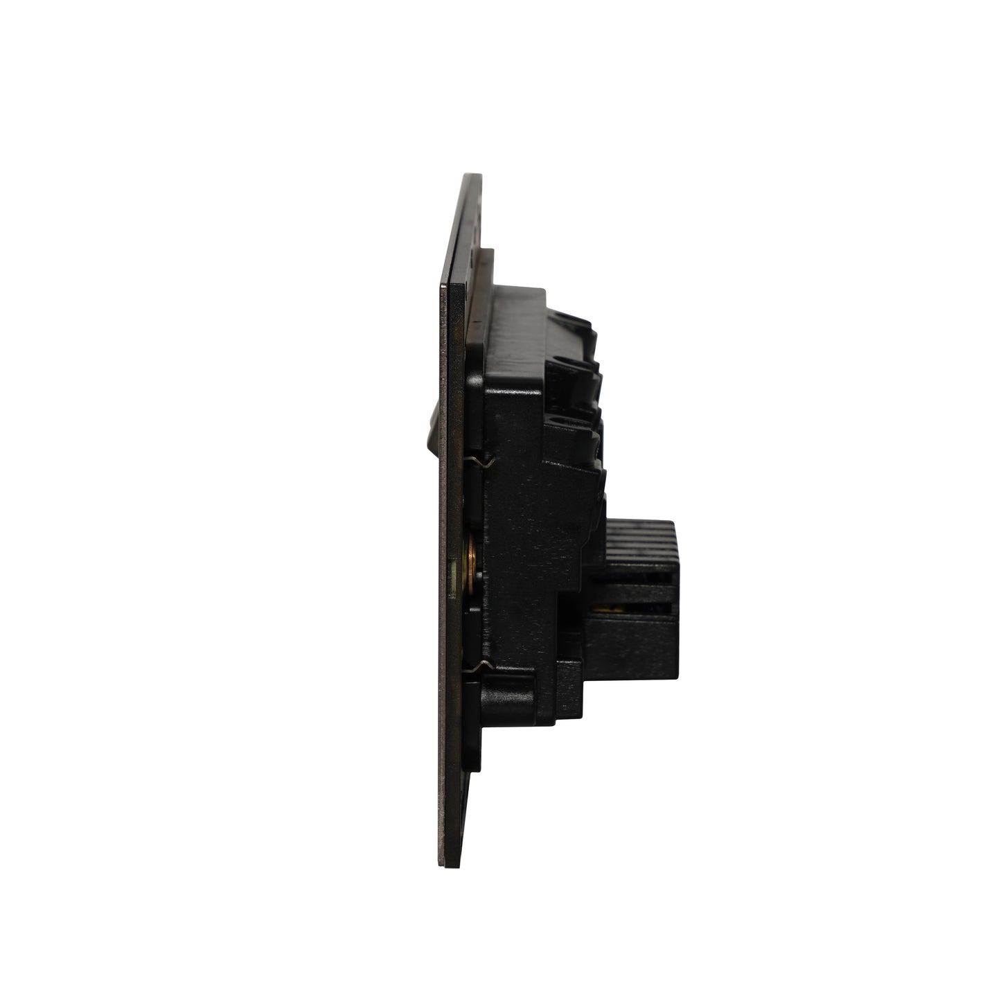 Double UK Socket 13A – On/Off + 2USB – Stainless Steel